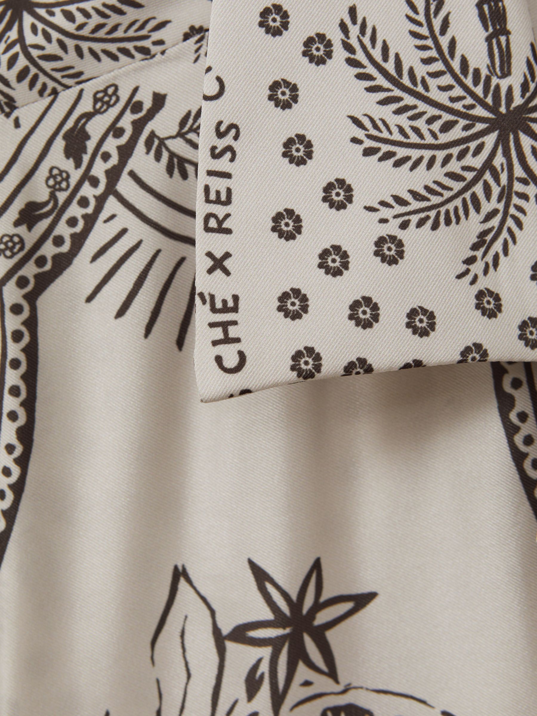 Reiss | Ché Printed Cuban Collar Shirt in Champagne/Brown - Image 5 of 6