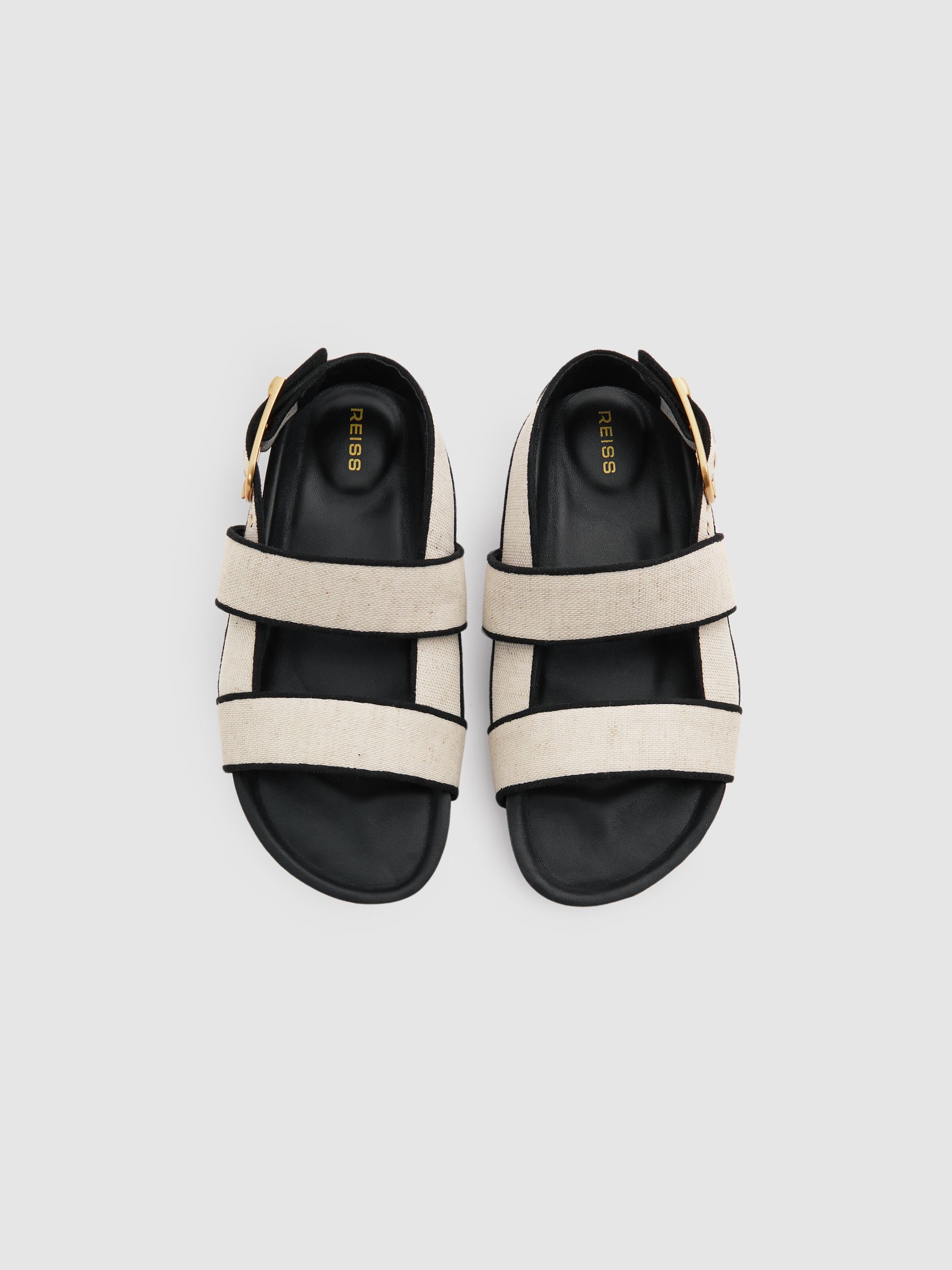 Strappy Chunky Canvas Sandals in Black - Image 3 of 5