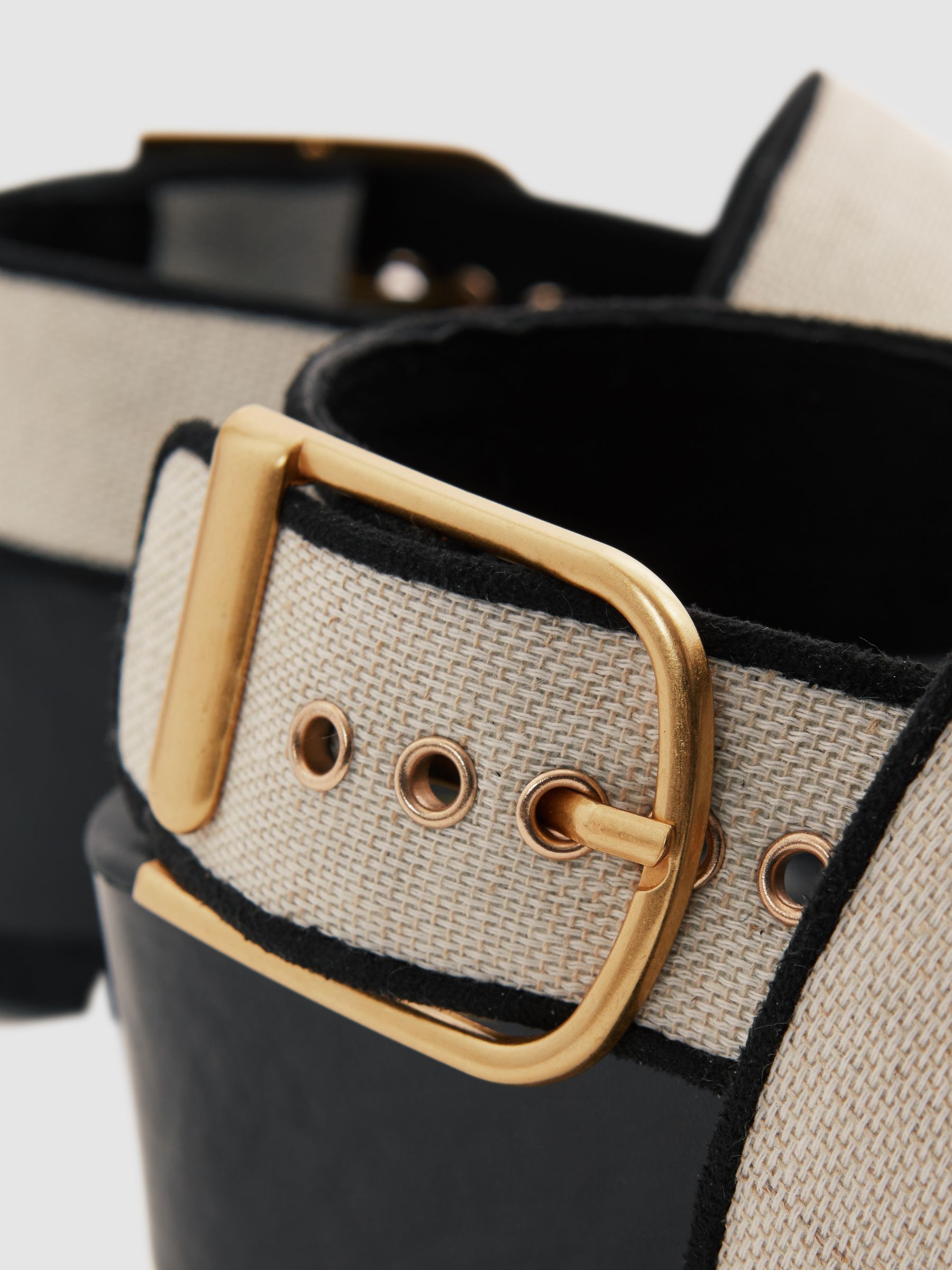 Strappy Chunky Canvas Sandals in Black - Image 5 of 5