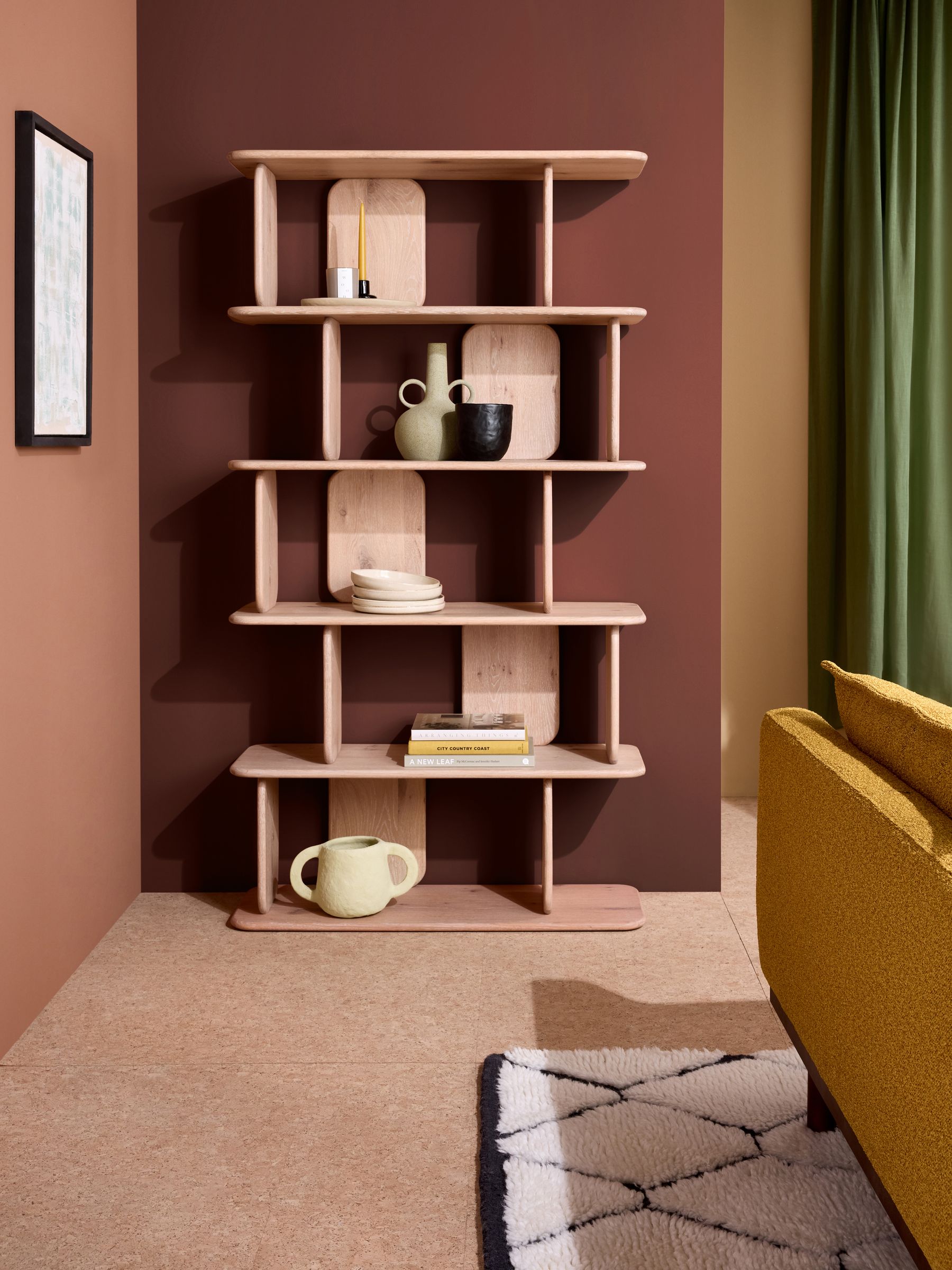 Nyla Tall Shelving Unit in White Wash Oak - Image 1 of 3
