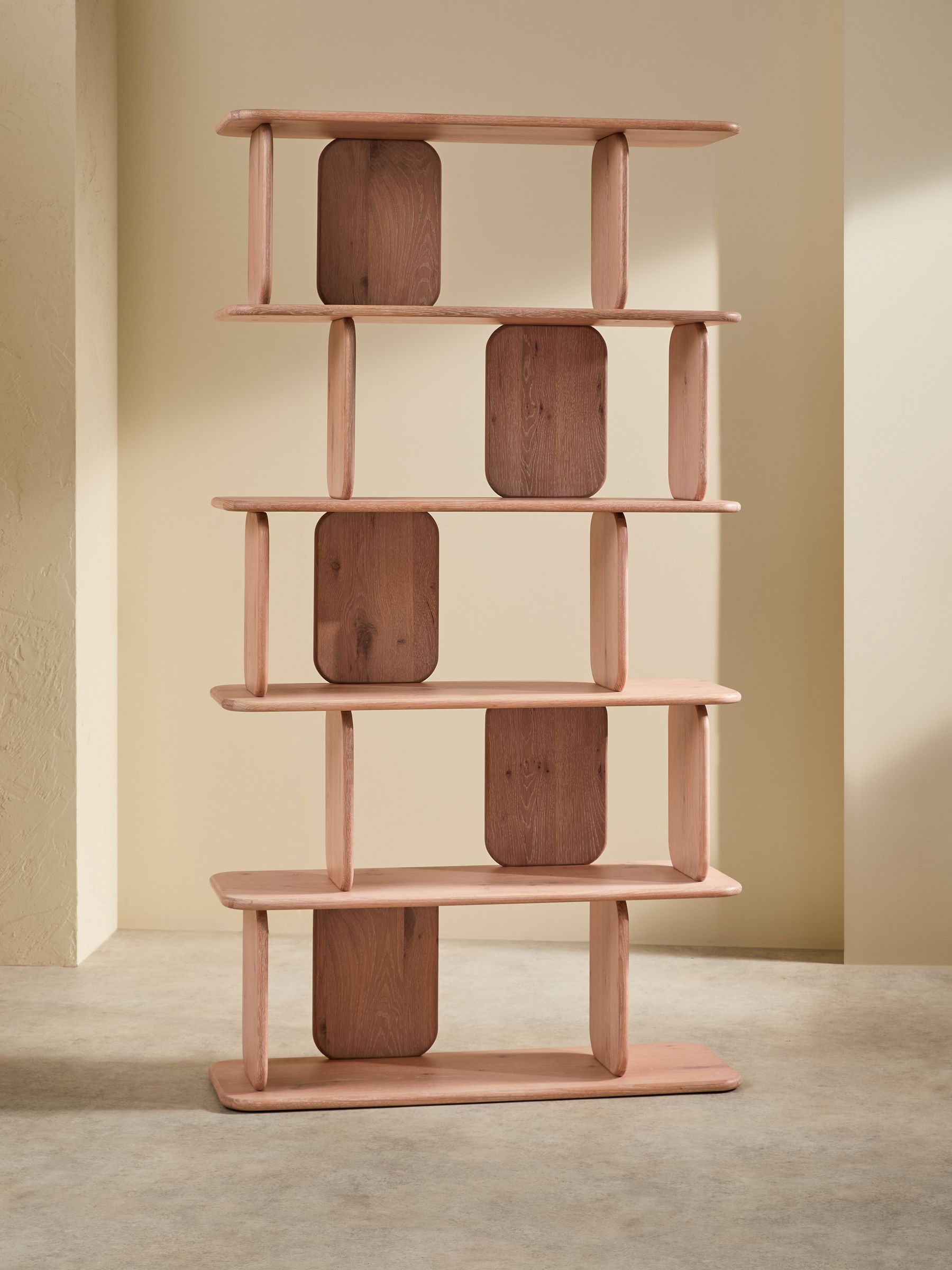 Nyla Tall Shelving Unit in White Wash Oak - Image 2 of 3