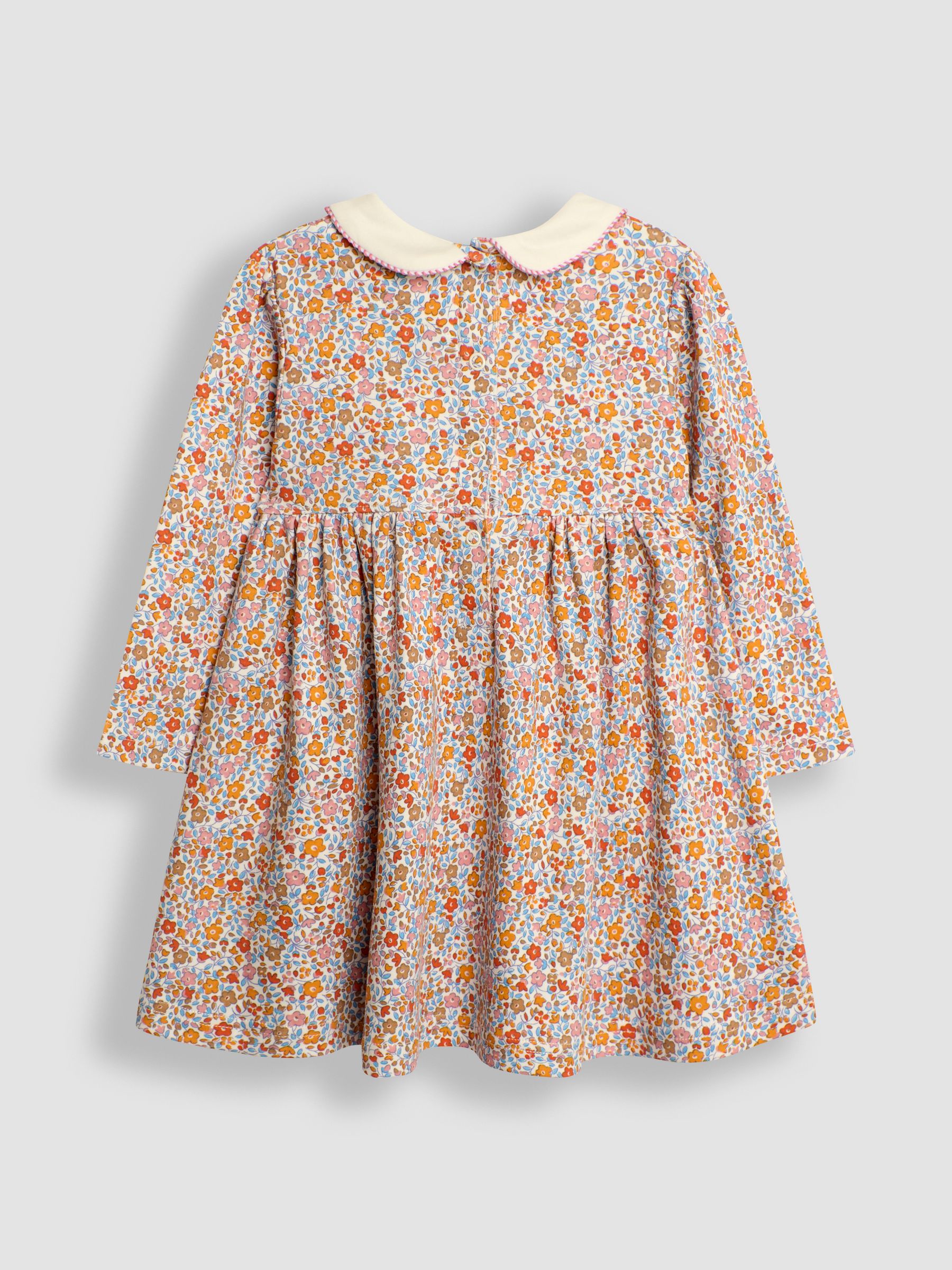 Mustard Floral Smocked Peter Pan Dress - Image 2 of 3