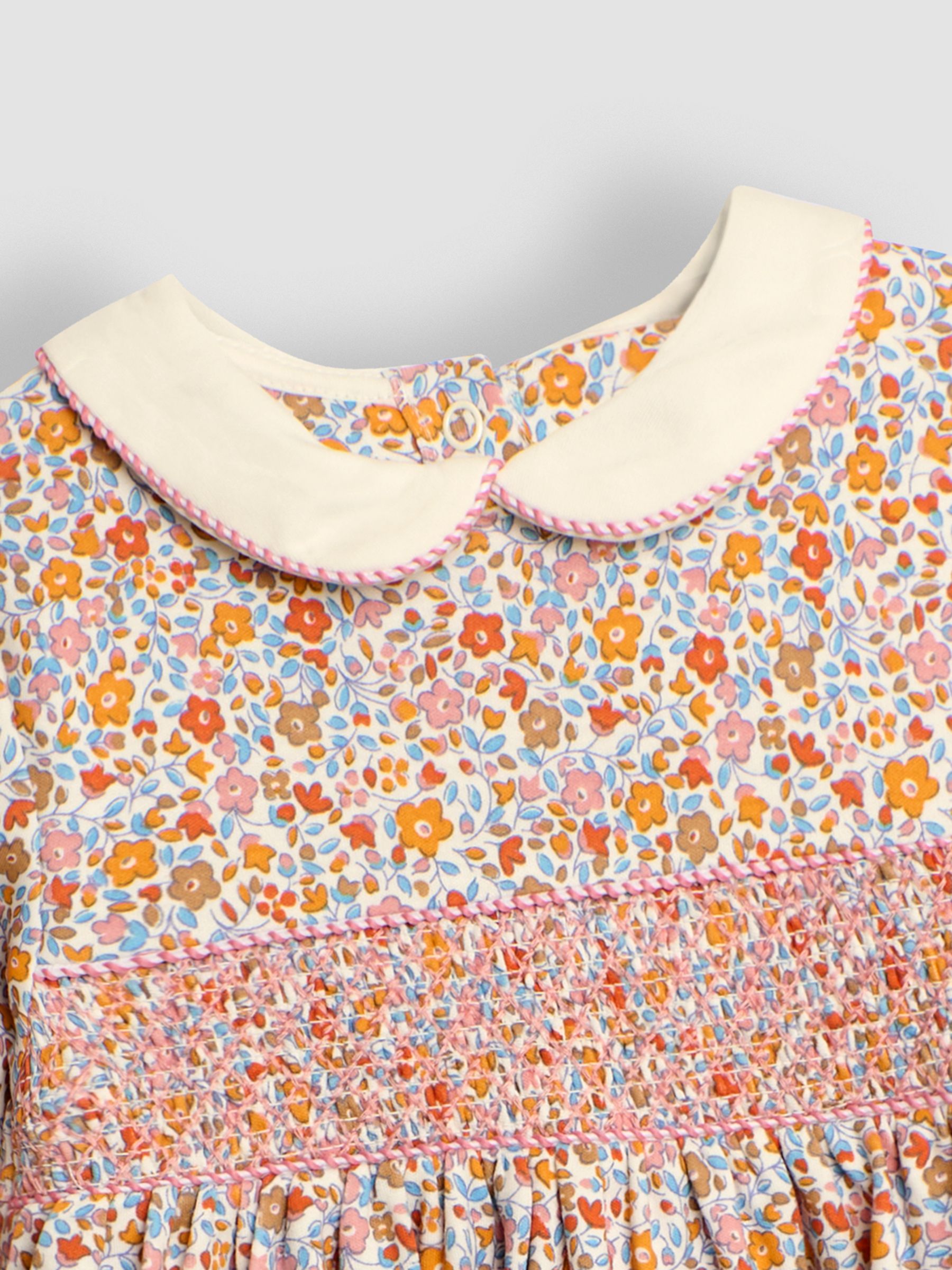 Mustard Floral Smocked Peter Pan Dress - Image 3 of 3