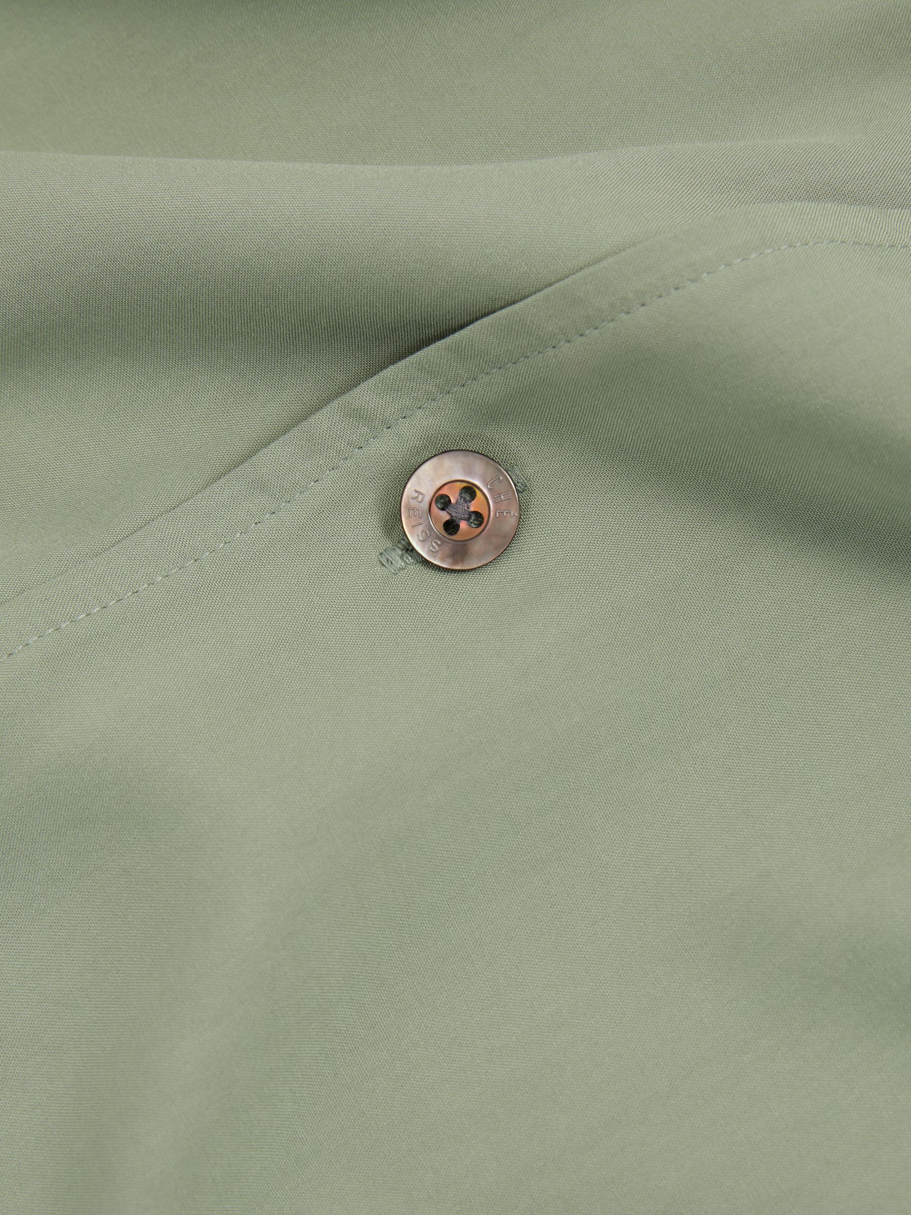 Reiss | Ché Cuff Detail Cuban Collar Shirt in Sage Green - Image 5 of 6