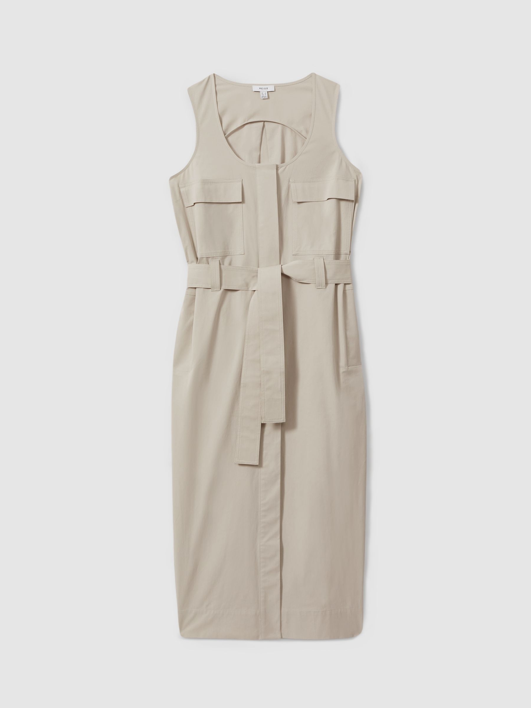 Utility Belted Midi Dress in Stone - Image 2 of 6