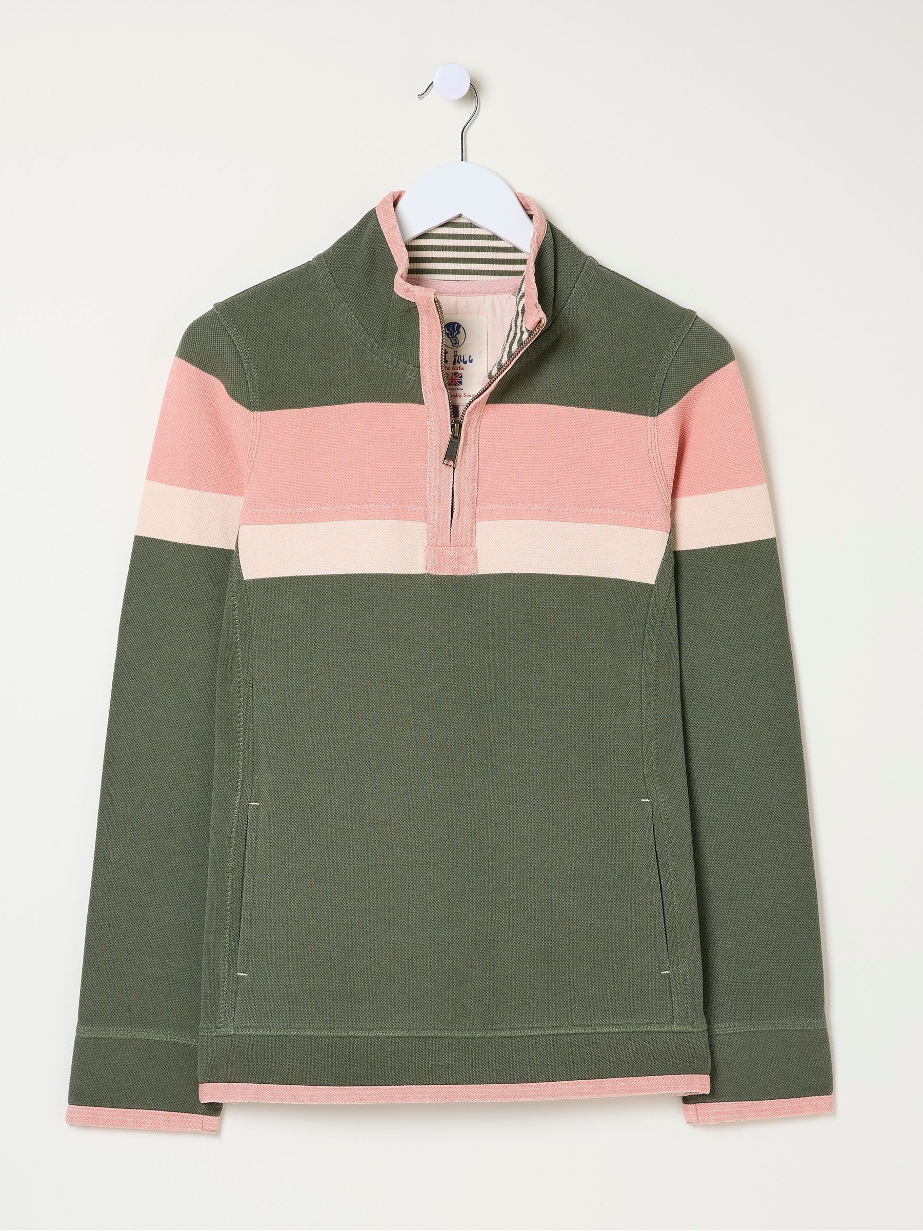 Airlie Olive & Pink Striped Sweat Top - Image 5 of 5