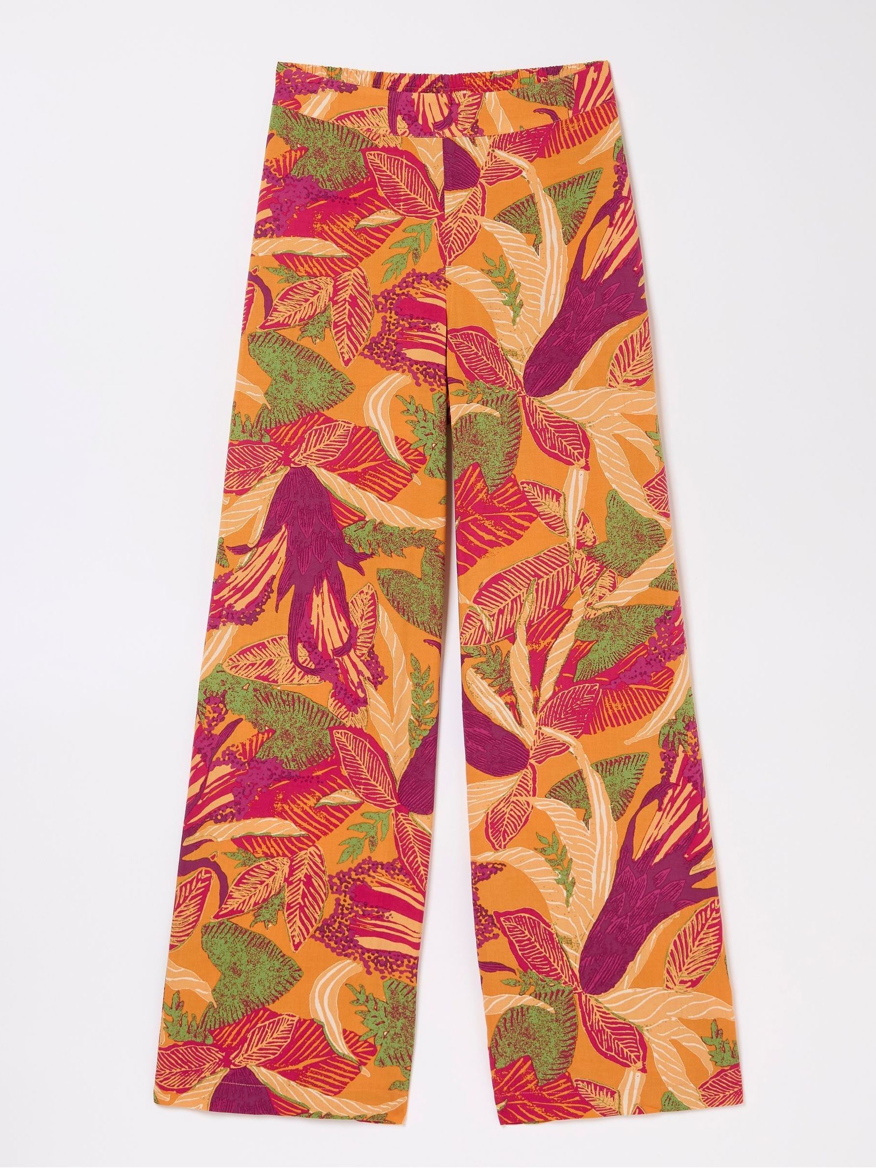 Falon Orange Tropical Floral Wide Leg Trousers - Image 5 of 5