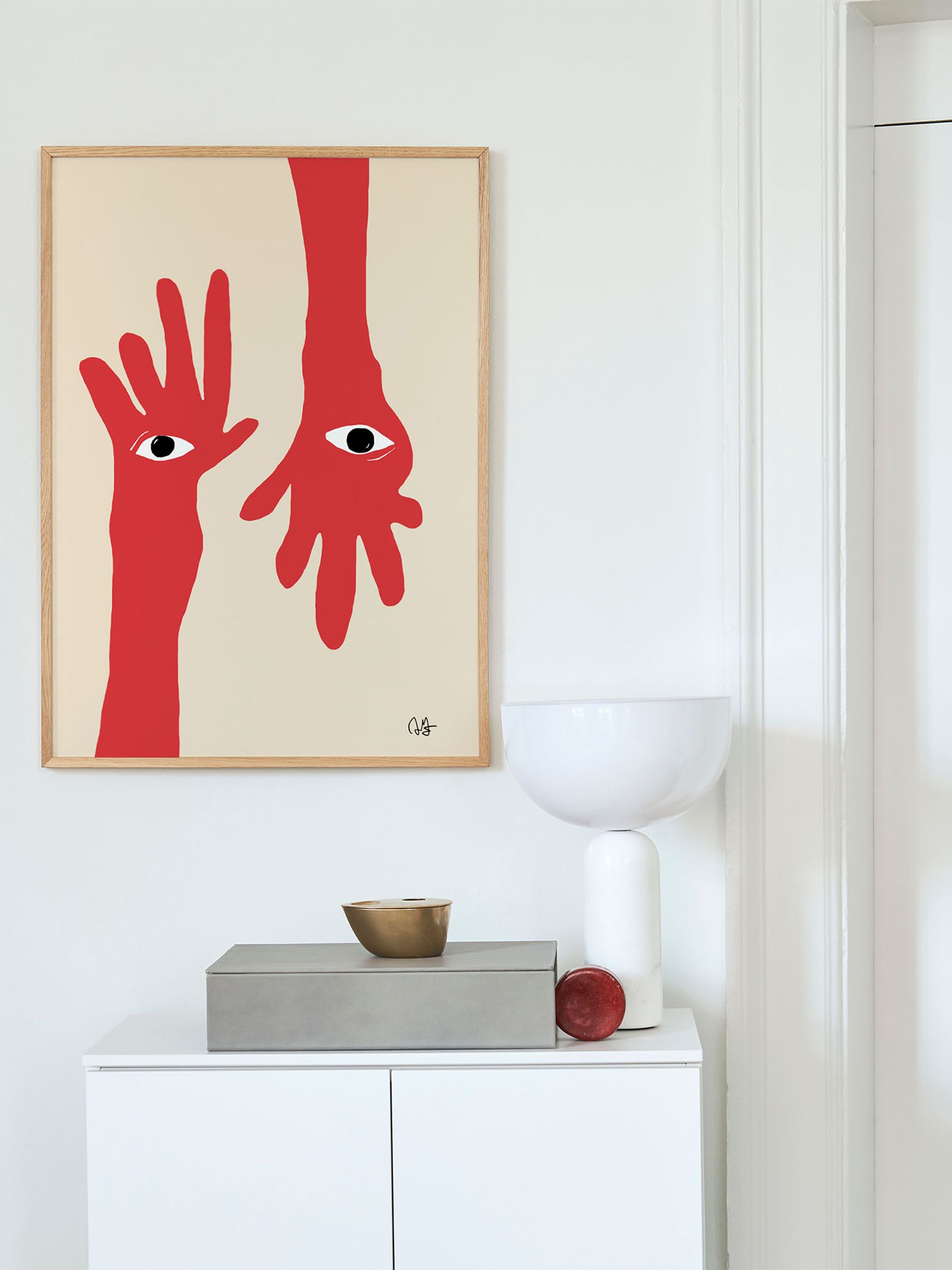 Paper Collective Cream Hamsa Hands Framed Wall Art Print in Natural Oak Frame - Image 4 of 4