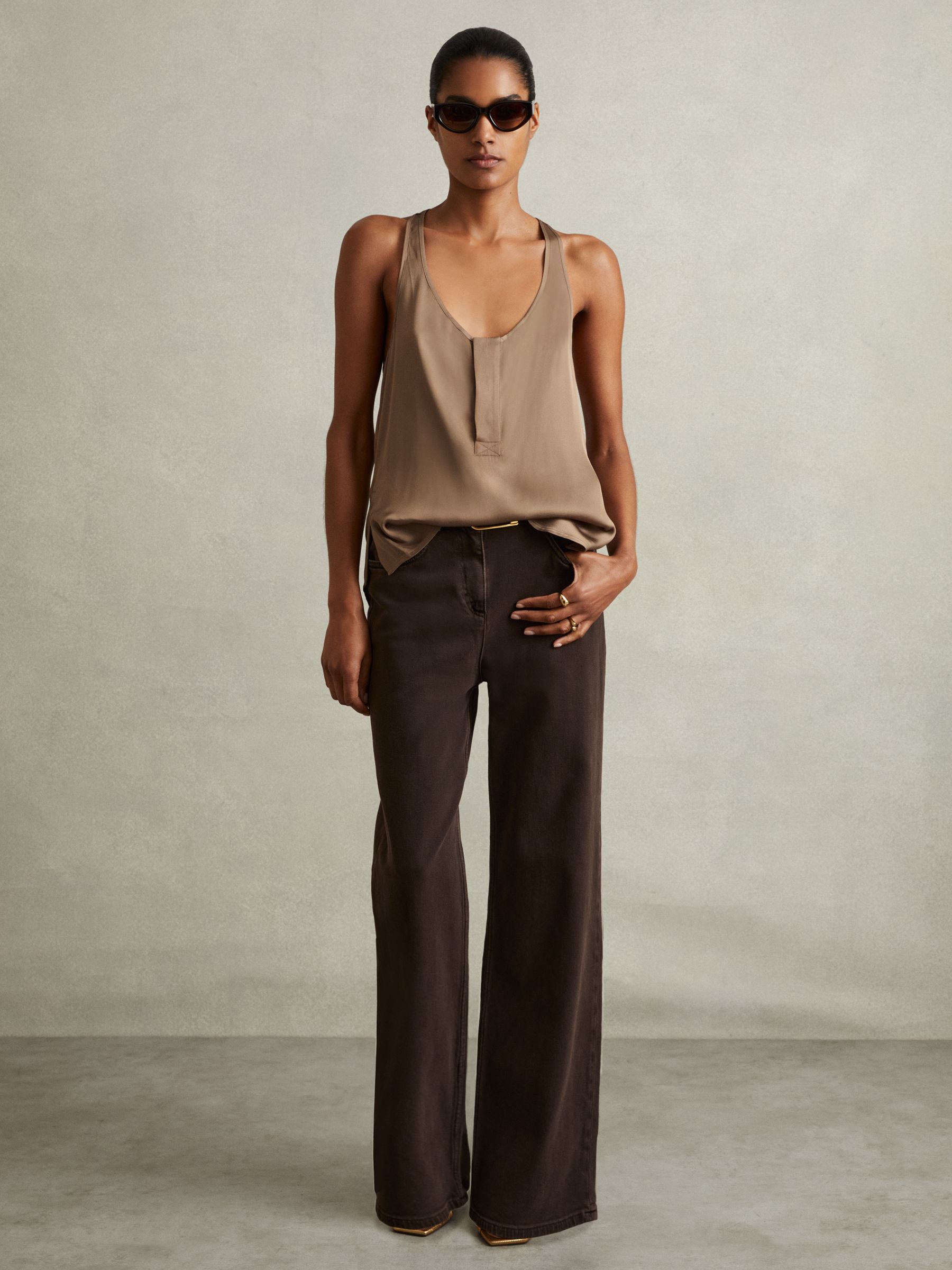 Scoop Neck Vest in Taupe - Image 1 of 5