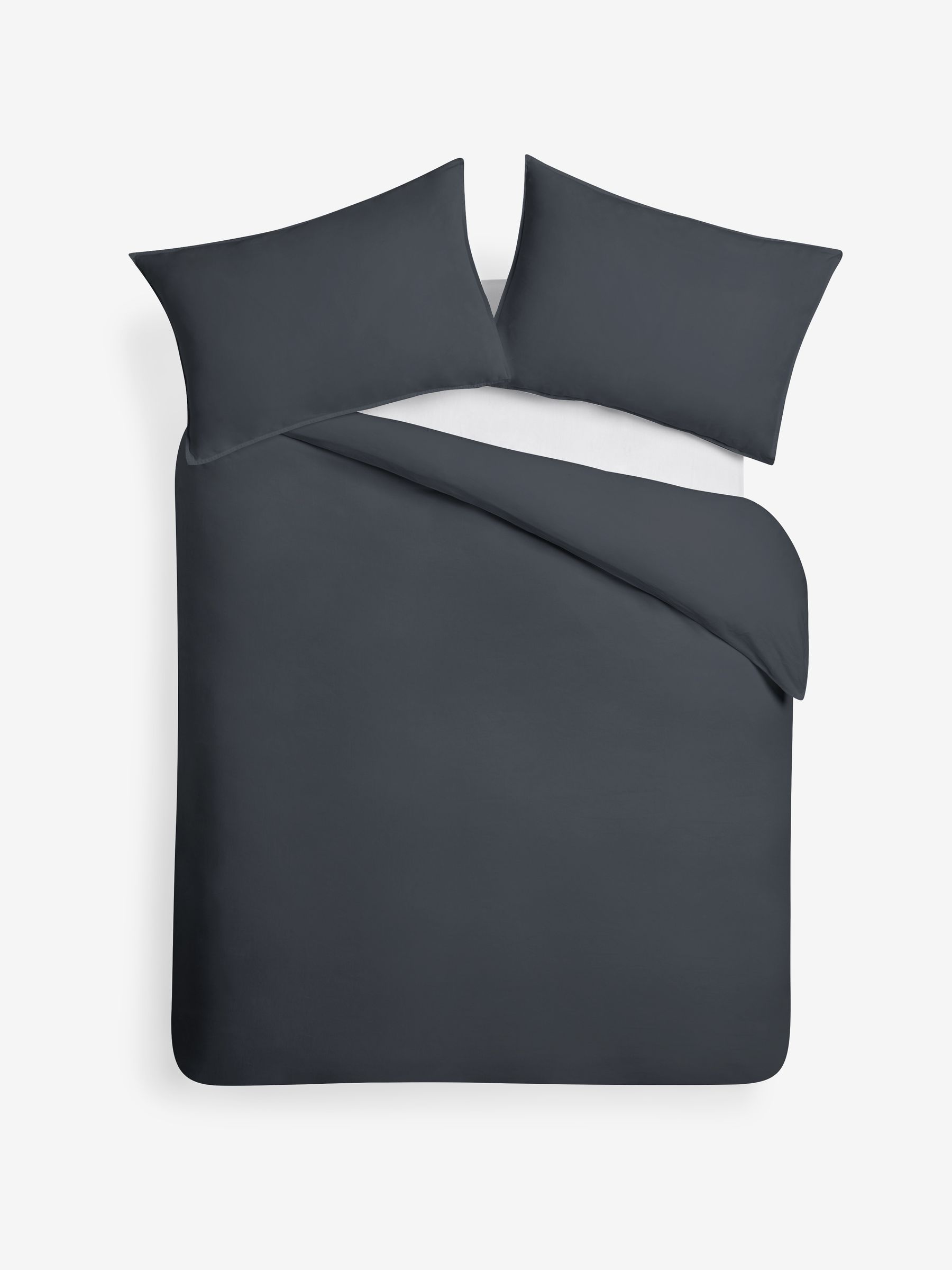 Cosy Washed Cotton Duvet Cover and Pillowcase Set in Charcoal Grey - Image 3 of 3 Cosy Washed Cotton Duvet Cover and Pillowcase Set in Charcoal Grey - Image 3 of 3