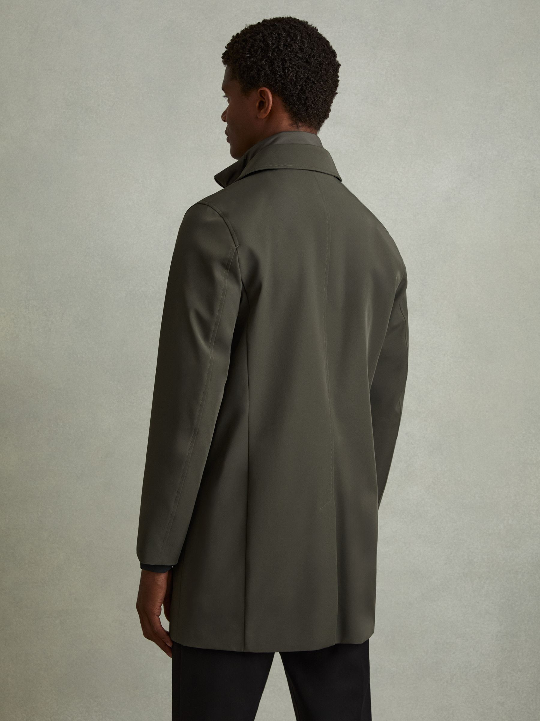 Hybrid Removable Funnel Neck Overcoat in Dark Green - Image 4 of 5