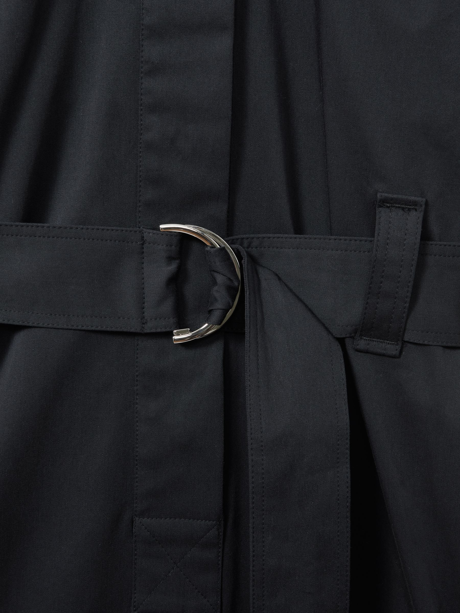 Cotton Blend Utility Belted Midi Dress in Black - Image 5 of 5