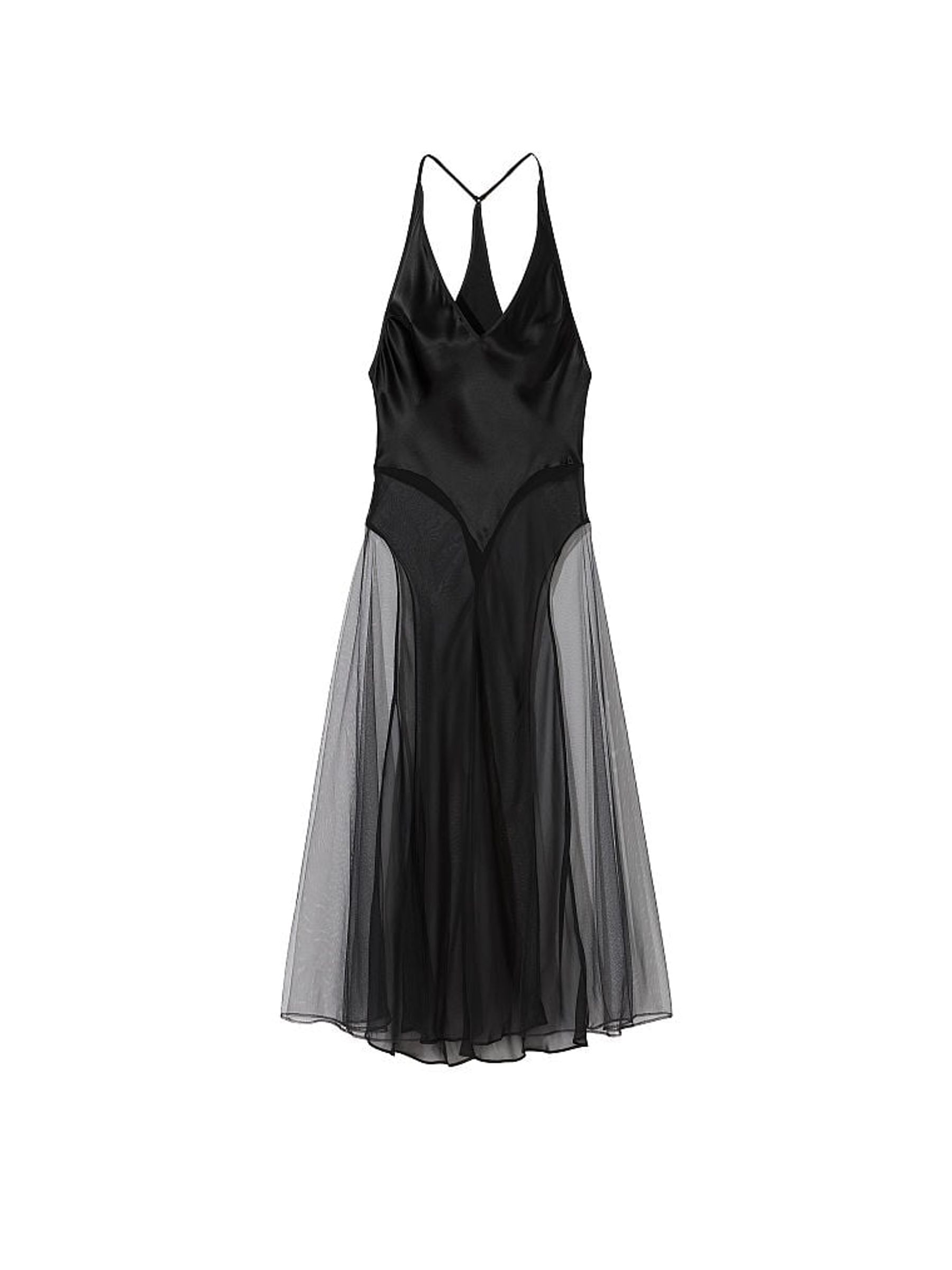 Black Archive Sheer Plunge Slip Dress - Image 3 of 3