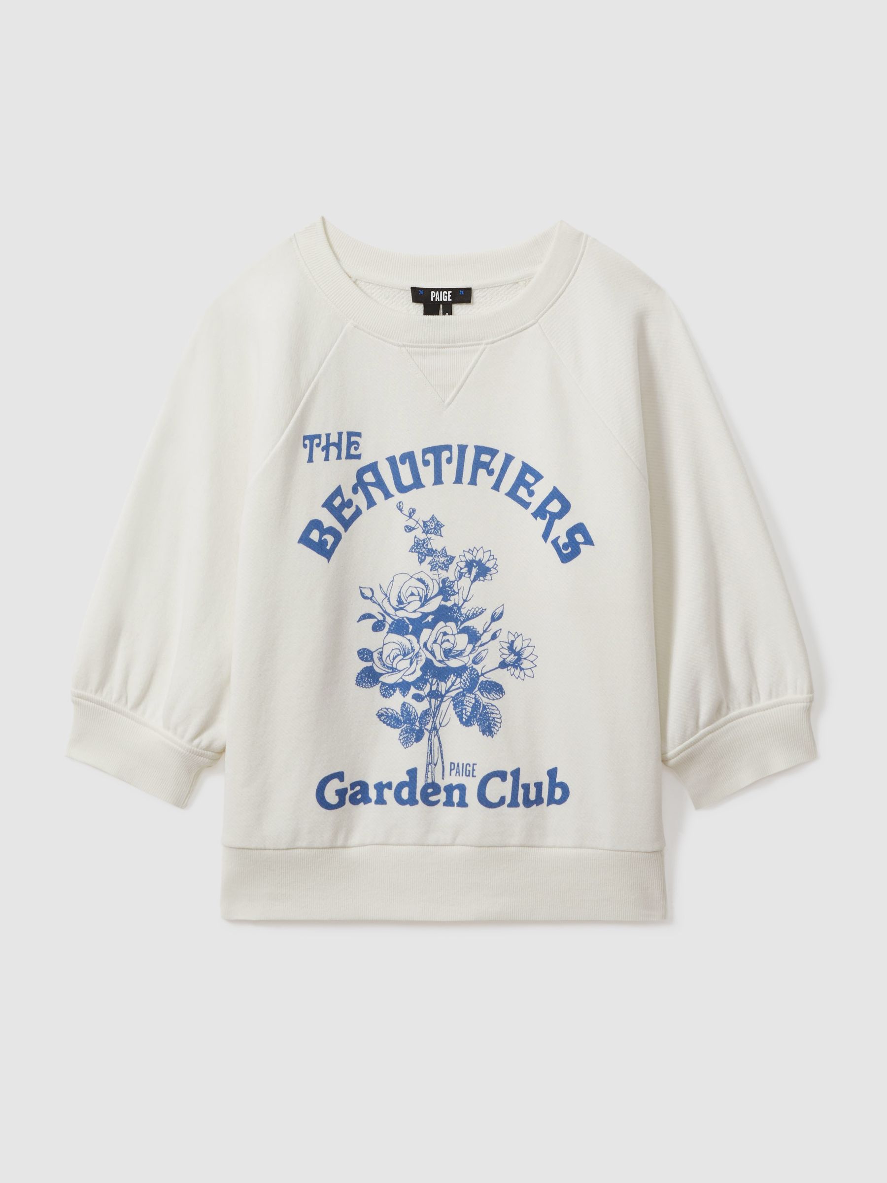 Paige Cotton Terry Graphic Top in White - Image 1 of 5