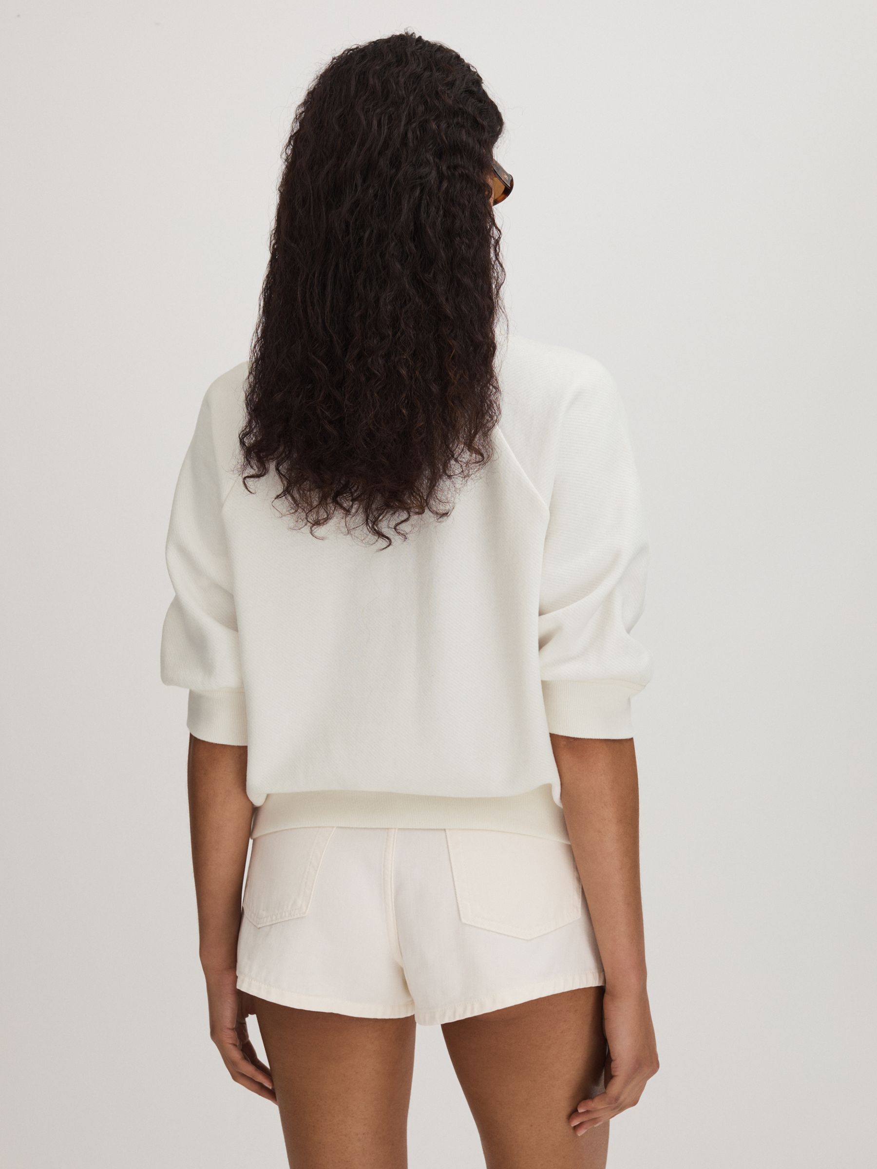 Paige Cotton Terry Graphic Top in White - Image 4 of 5