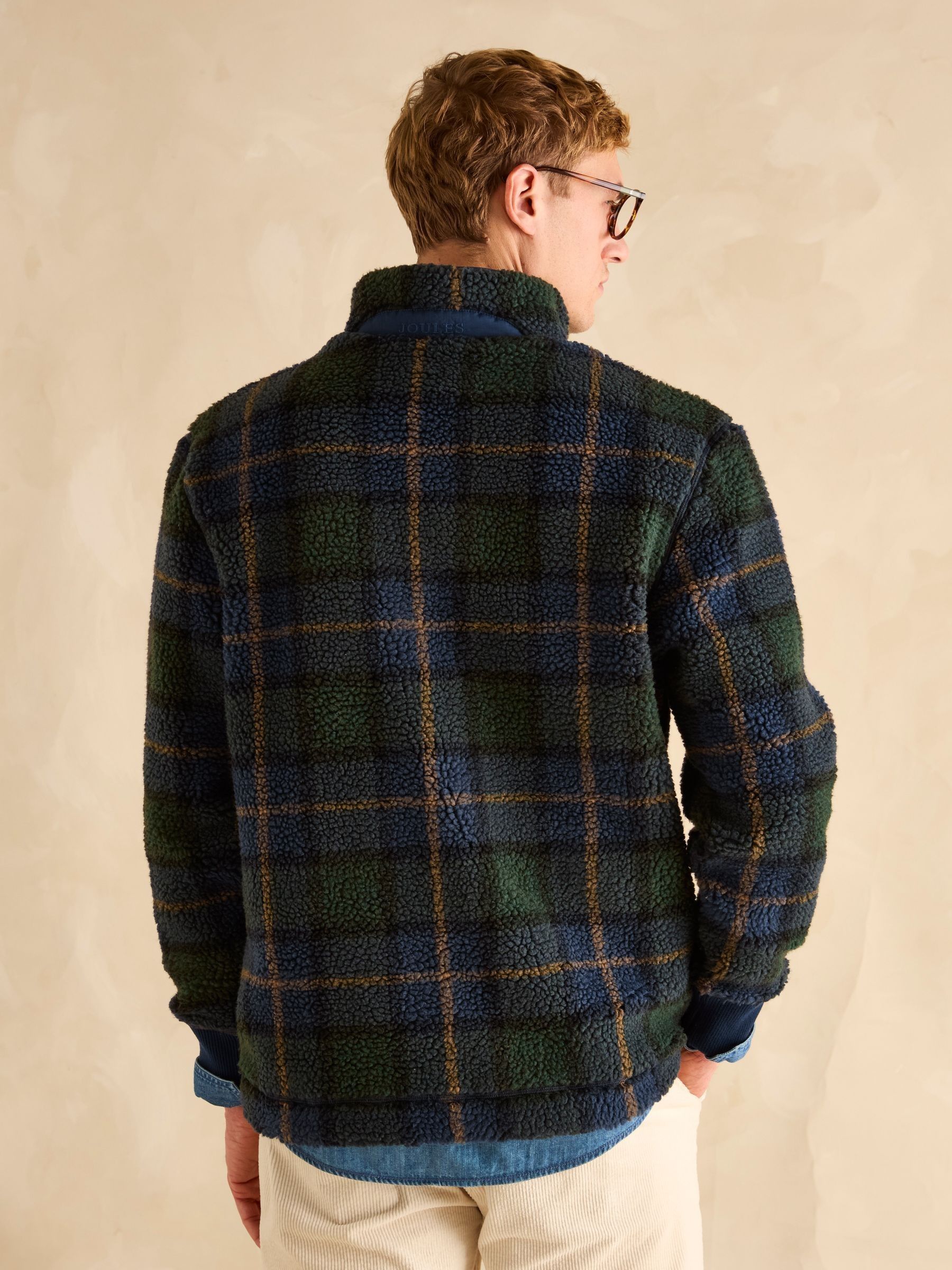 Otis Navy Check Borg Fleece - Image 2 of 8 Otis Navy Check Borg Fleece - Image 2 of 8