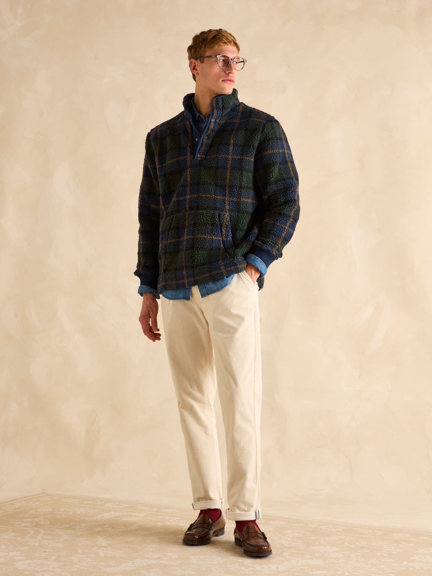 Otis Navy Check Borg Fleece - Image 4 of 8