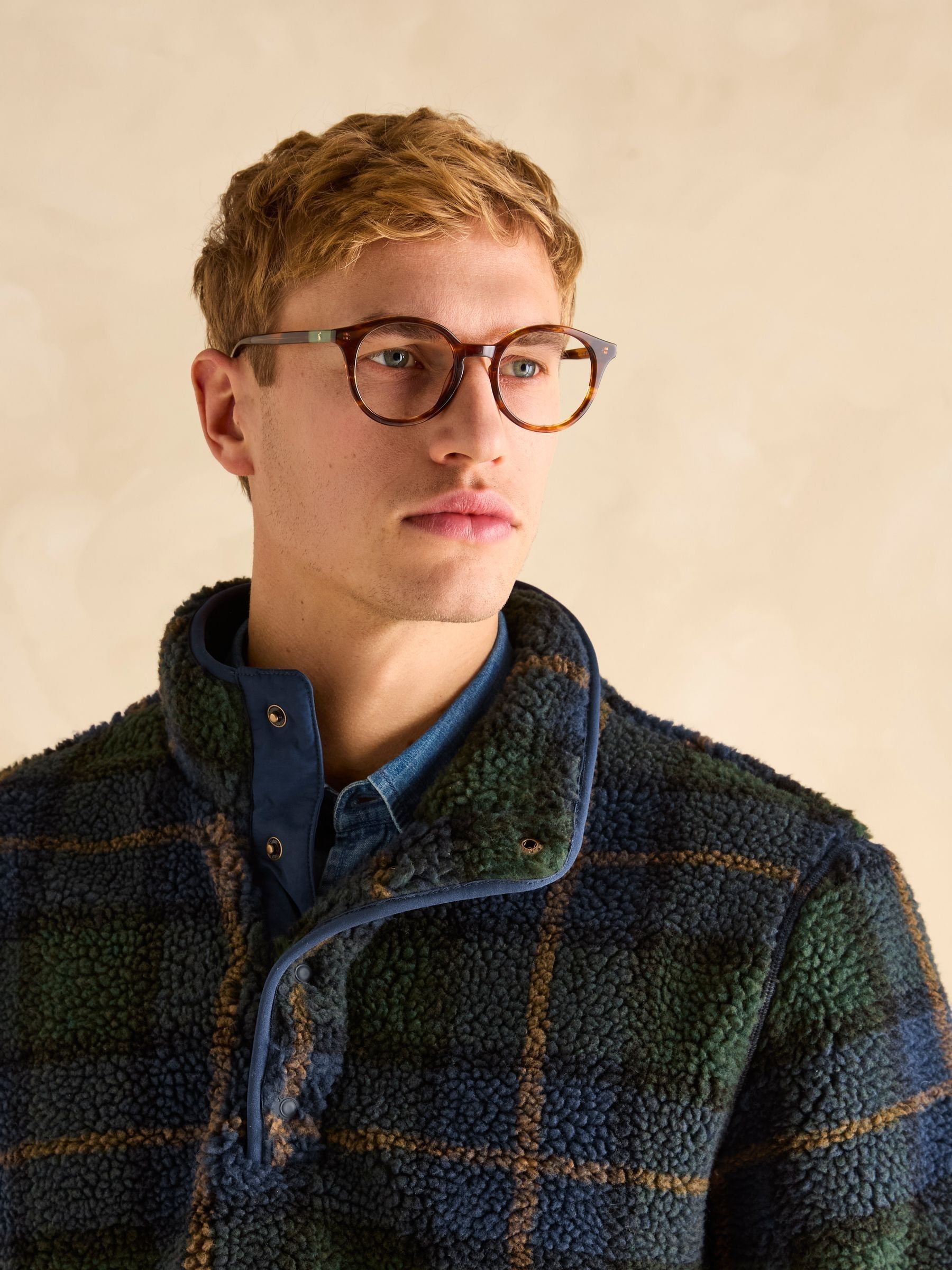 Otis Navy Check Borg Fleece - Image 5 of 8