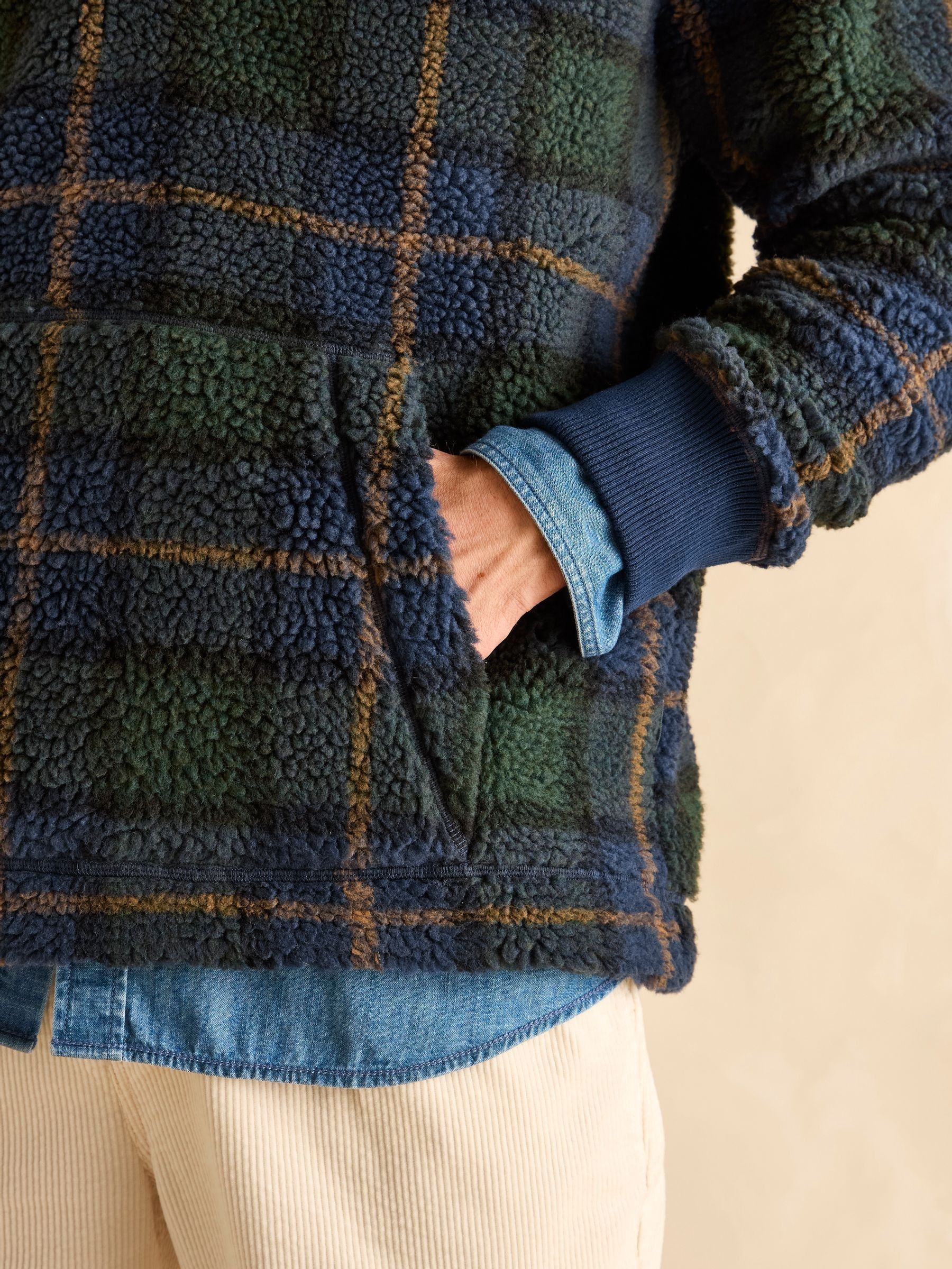 Otis Navy Check Borg Fleece - Image 6 of 8