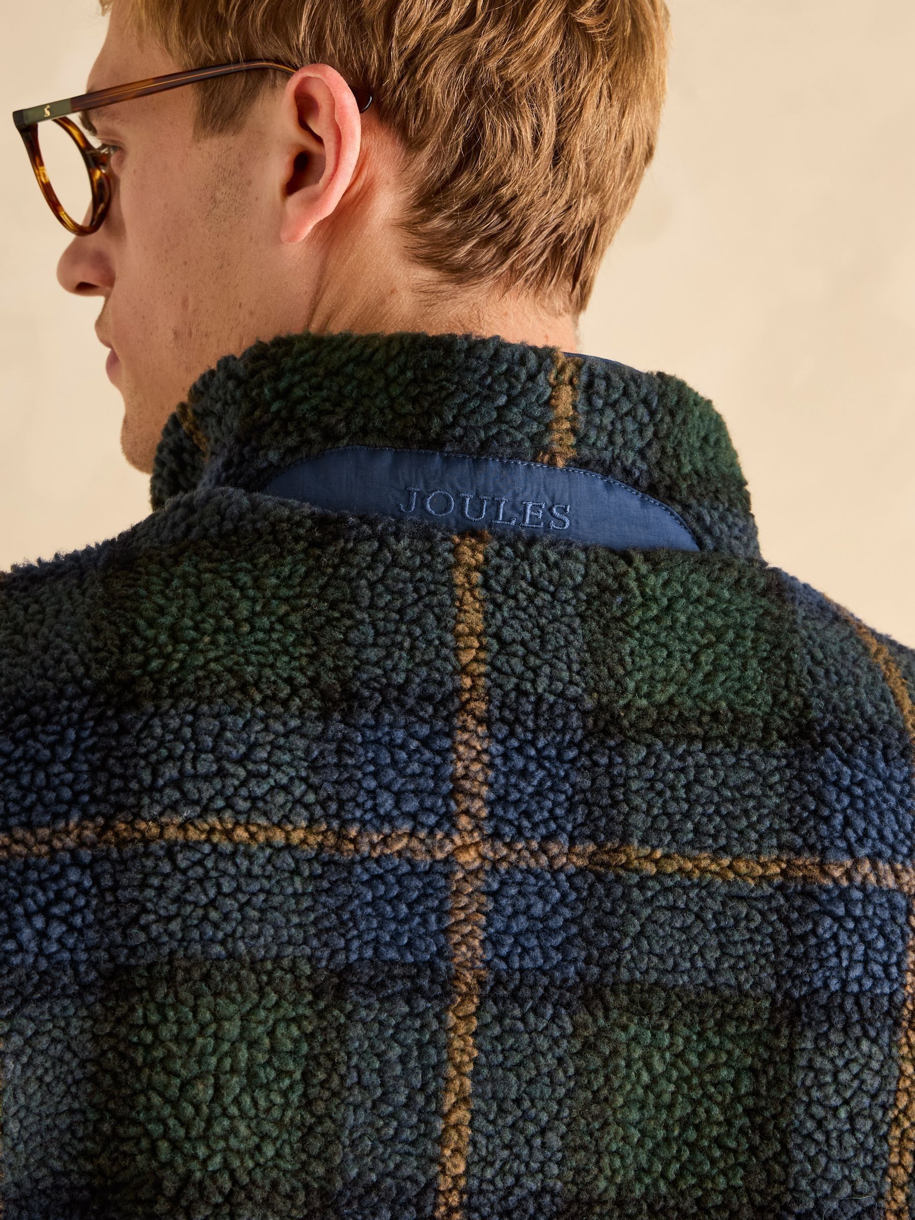 Otis Navy Check Borg Fleece - Image 7 of 8