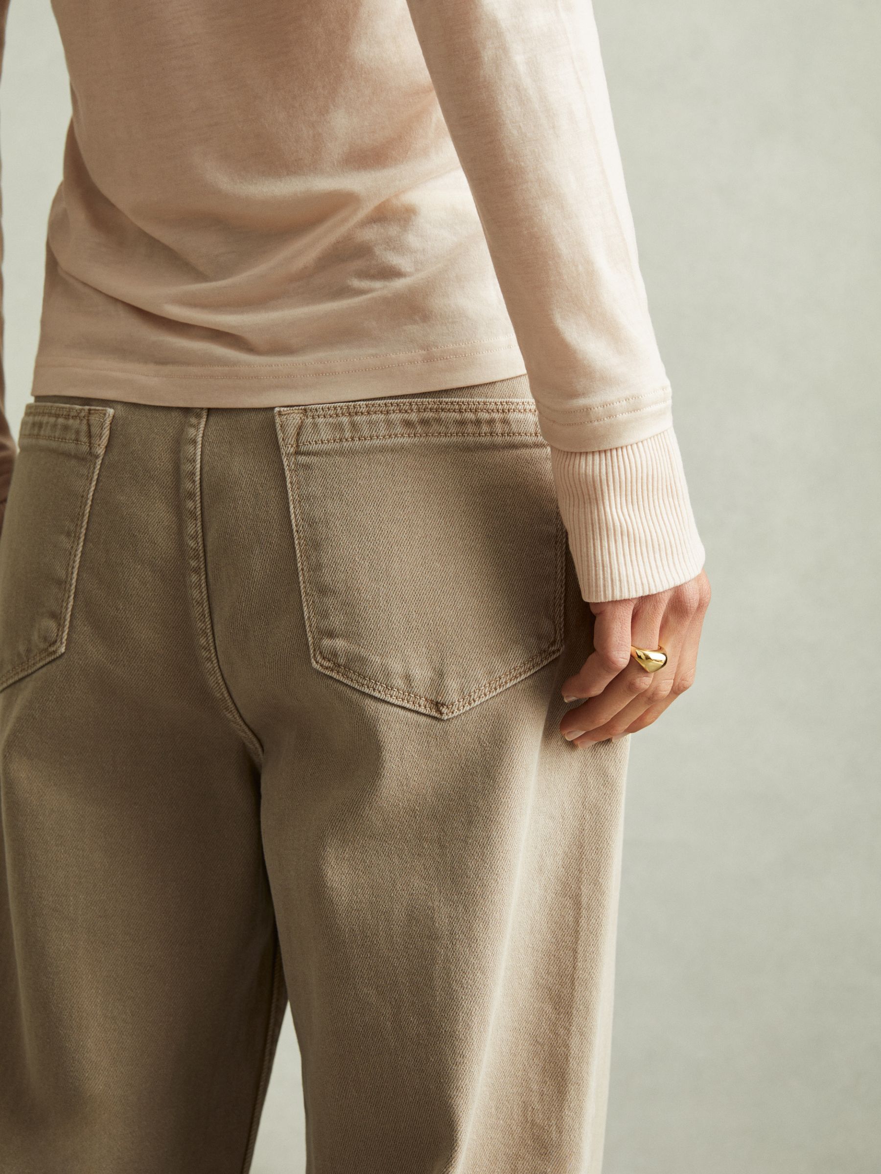 Lyocell-Wool Open-Collar Top in Stone - Image 4 of 7