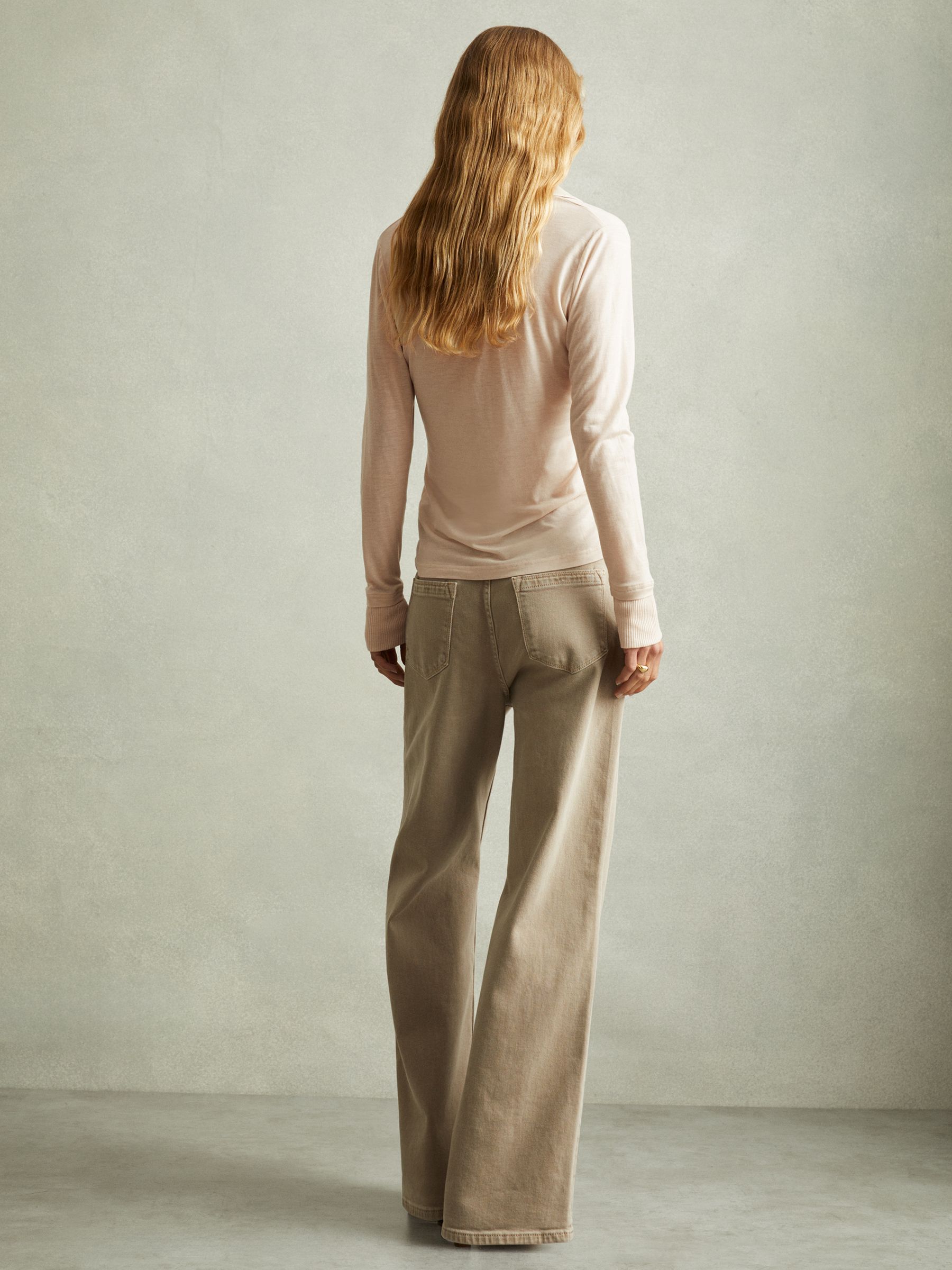 Lyocell-Wool Open-Collar Top in Stone - Image 5 of 7