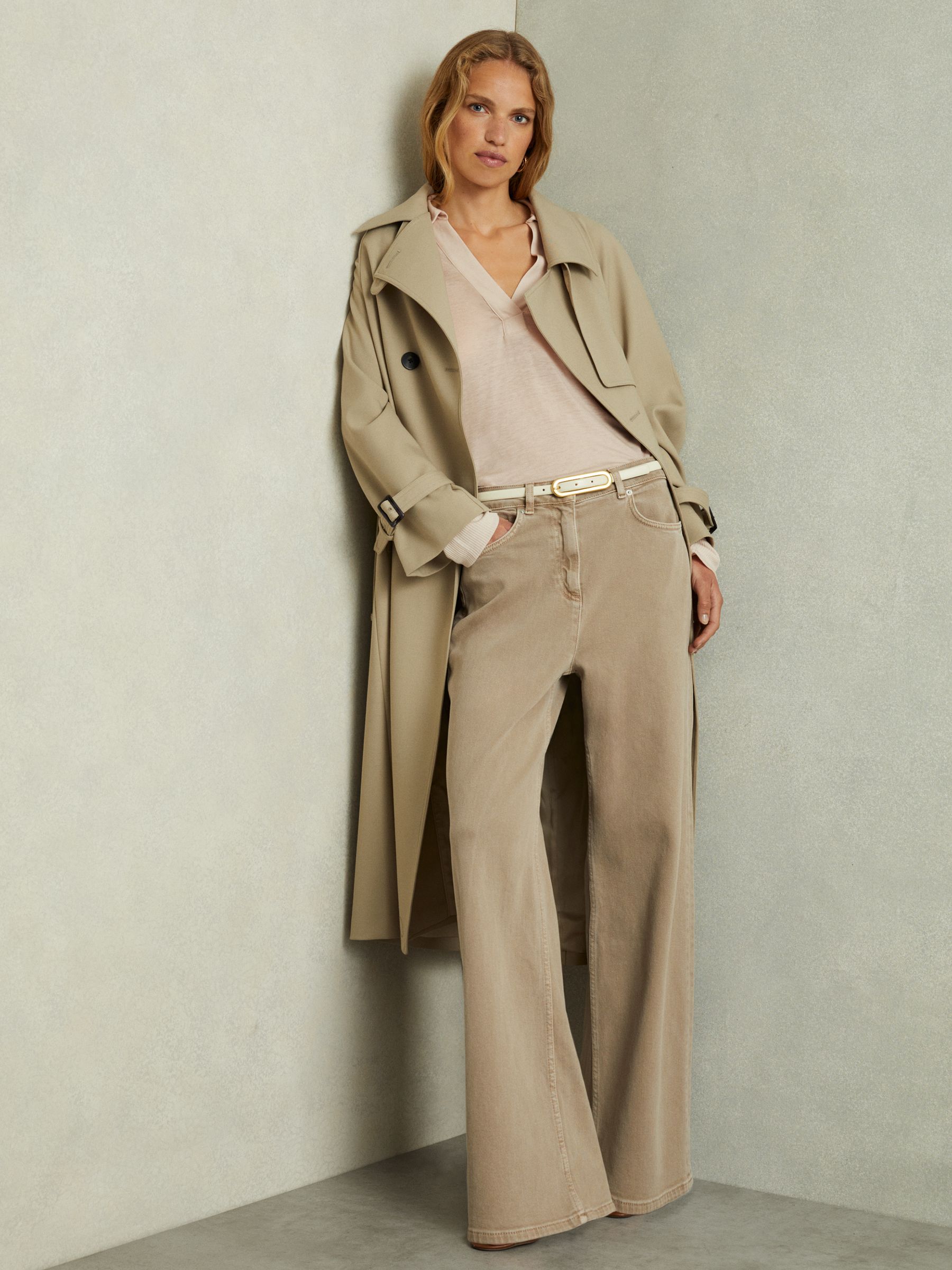 Lyocell-Wool Open-Collar Top in Stone - Image 6 of 7