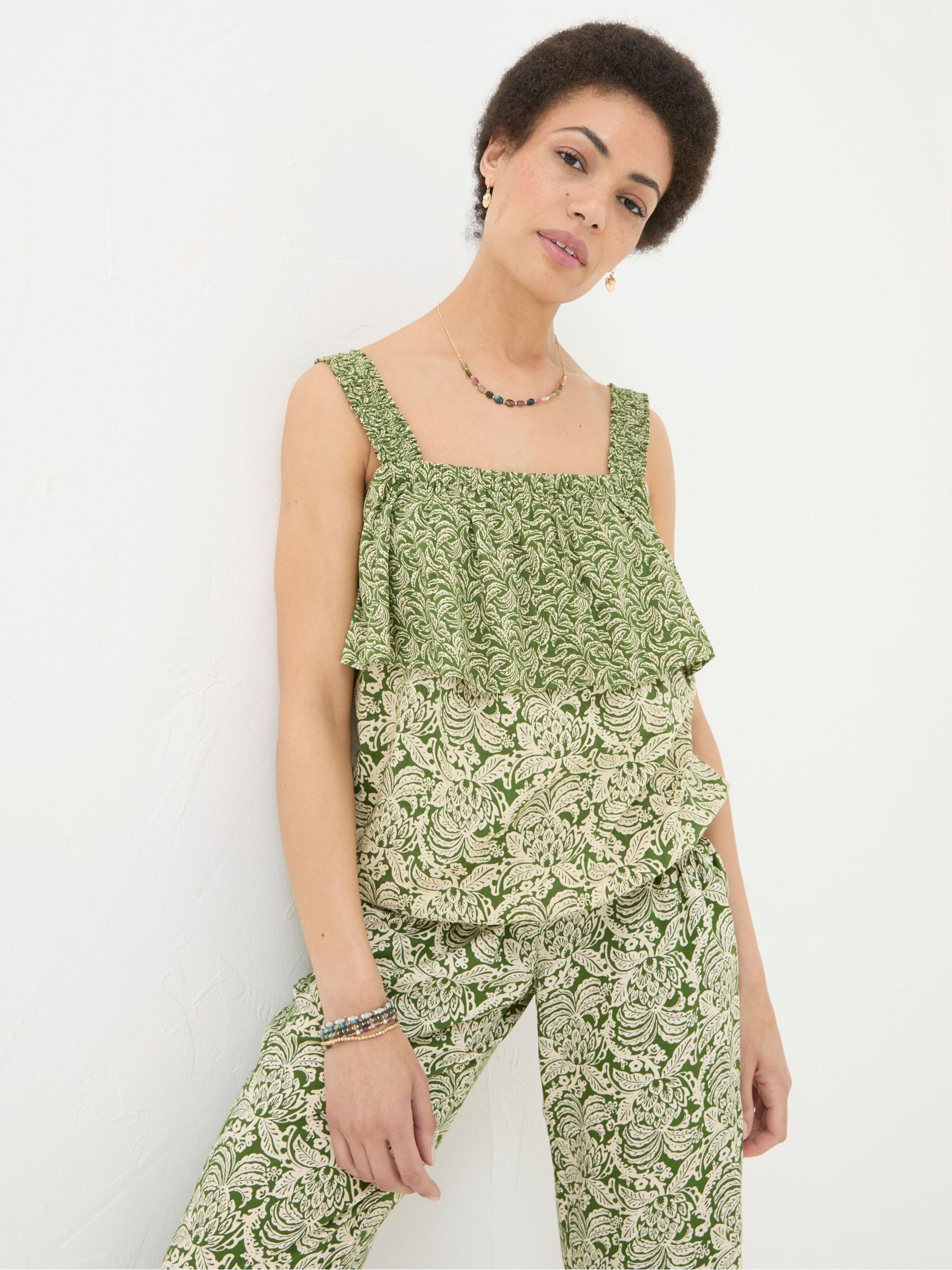Santos Green Damask Floral Cami - Image 1 of 4