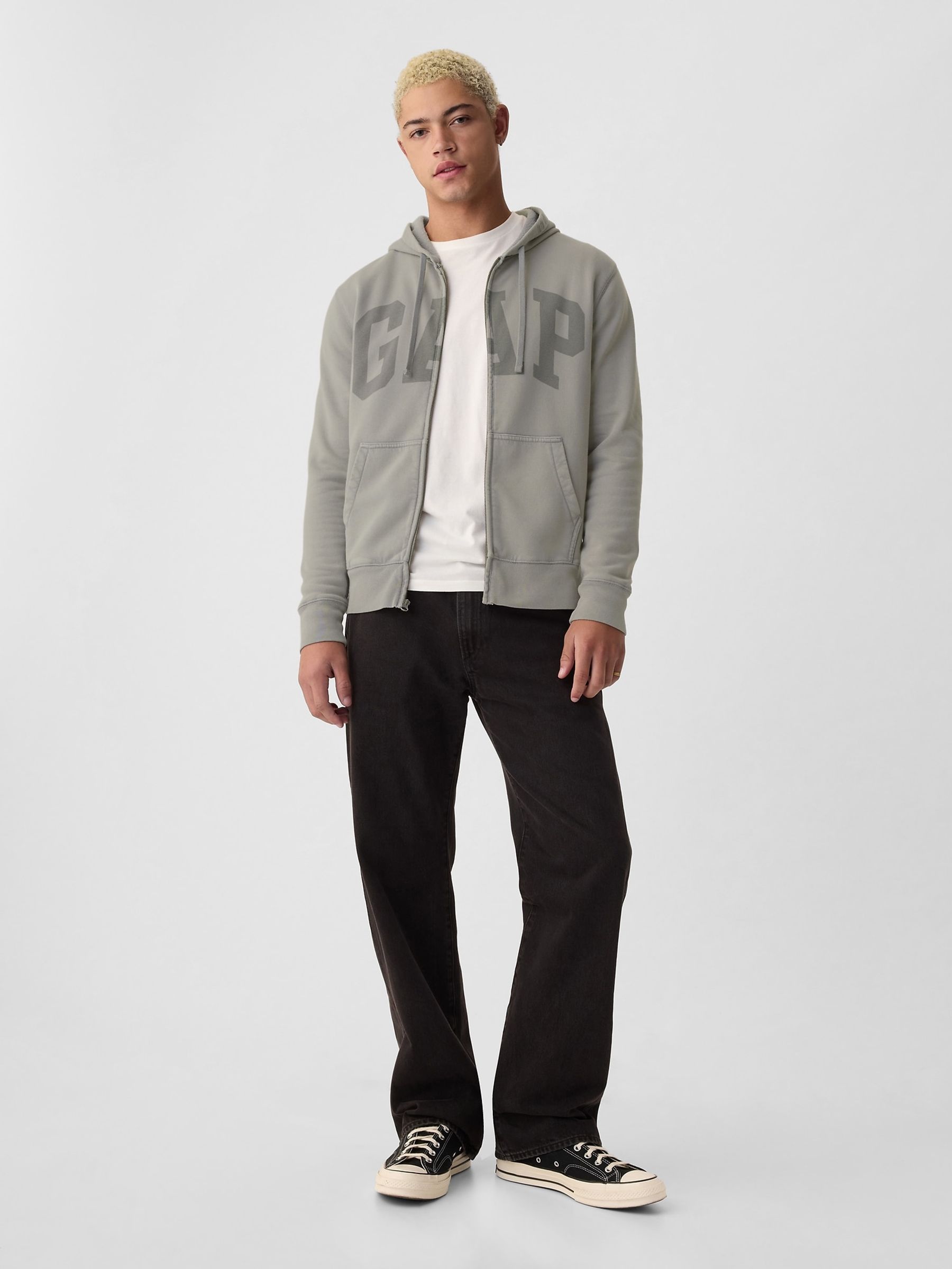 Grey Logo Zip Through Hoodie - Image 3 of 4