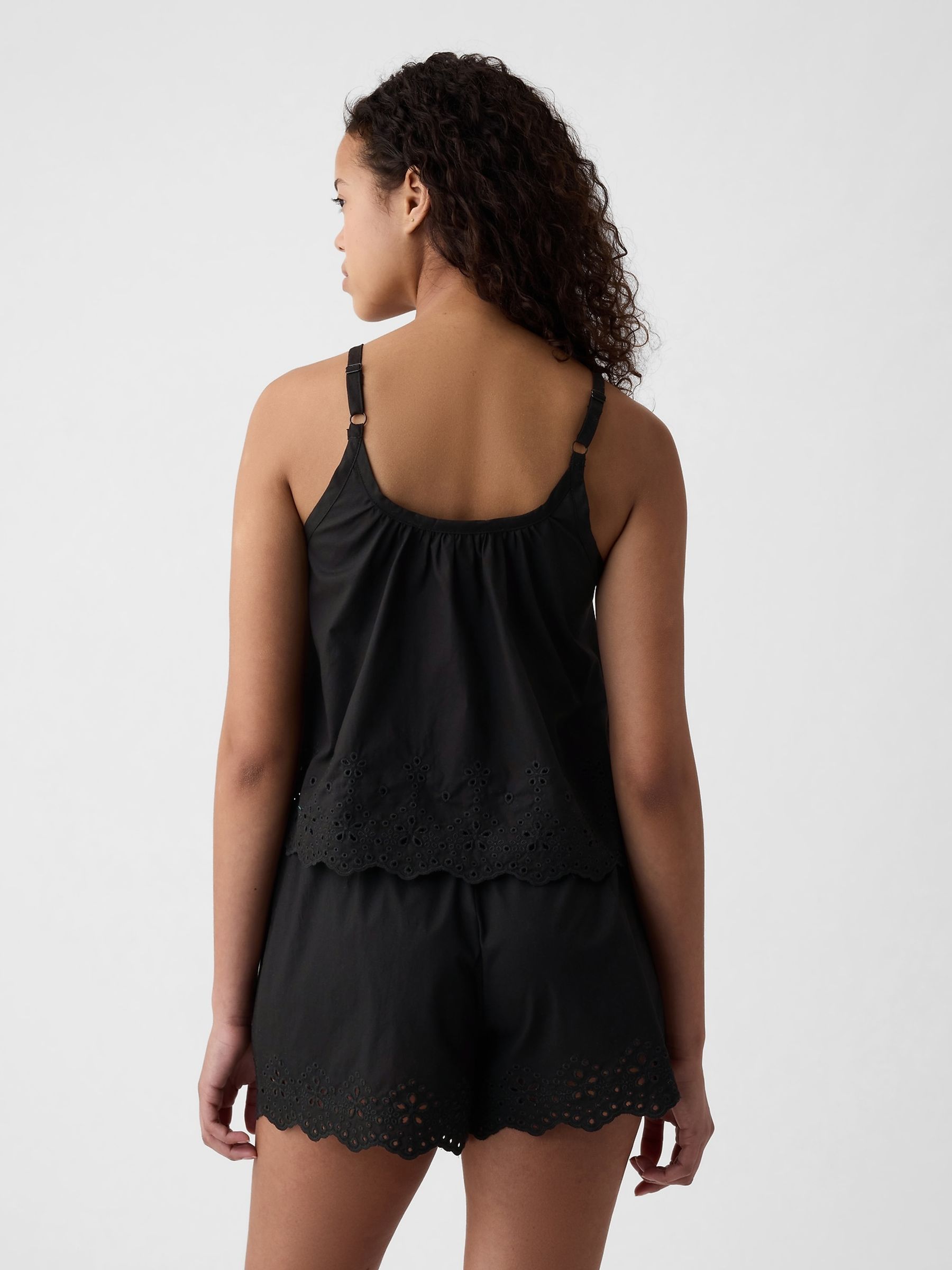 Black Eyelet Poplin Pyjama Vest - Image 2 of 4
