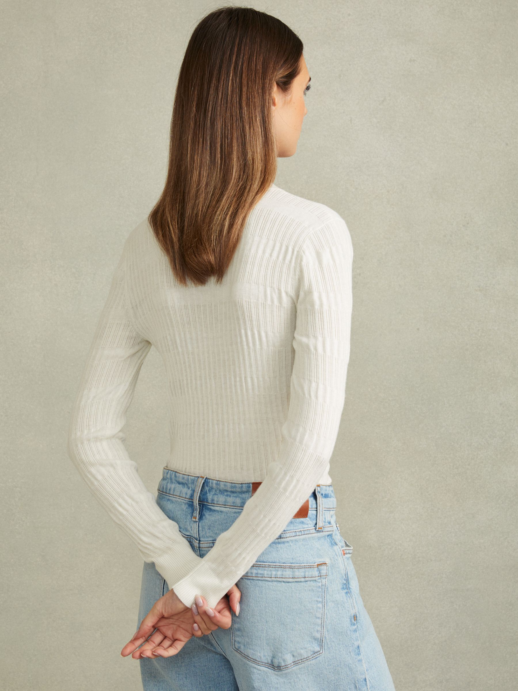 Ribbed Crew Neck Top in Ivory - Image 5 of 6
