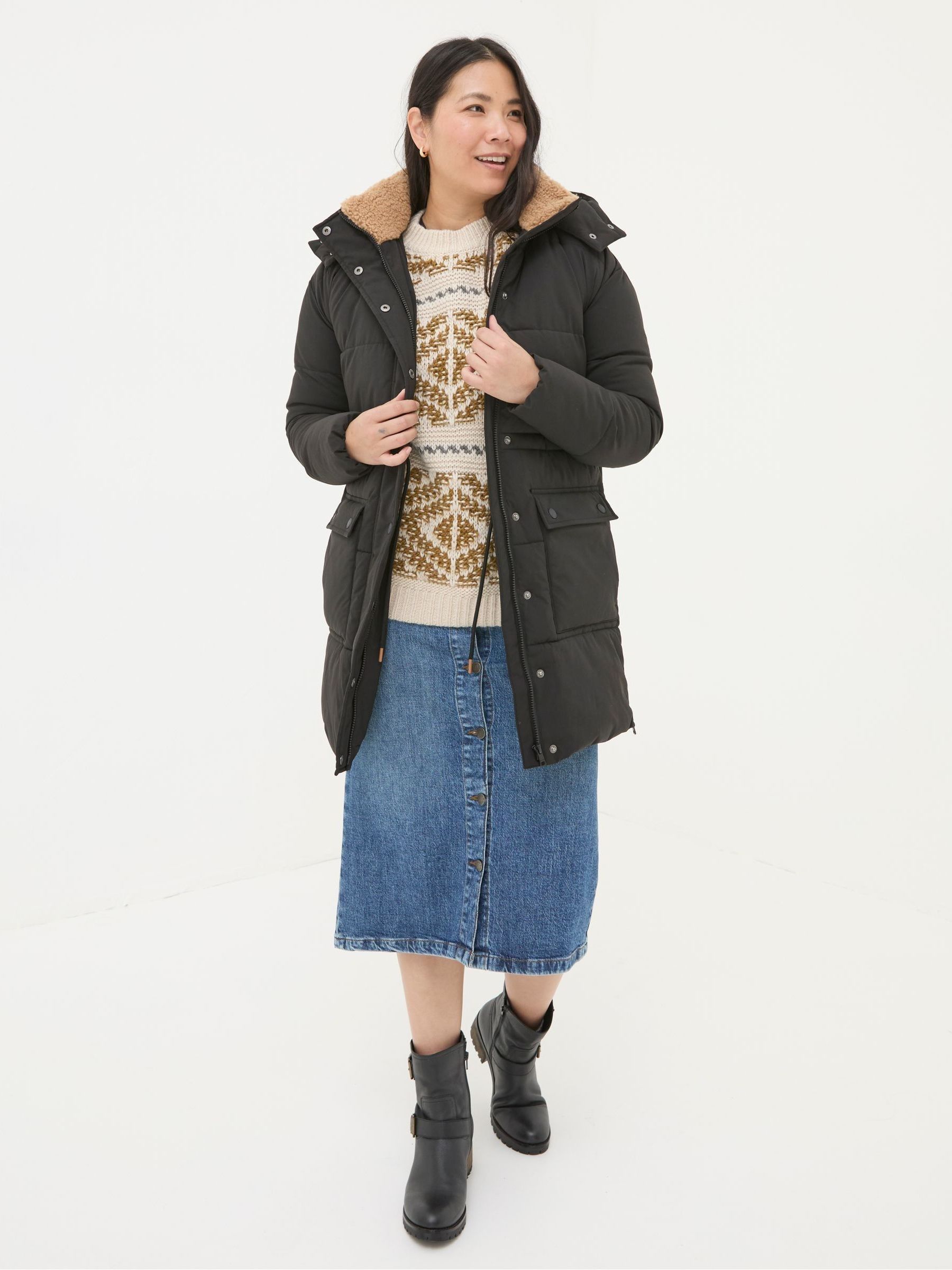 Maddie Black Puffer Coat - Image 1 of 6