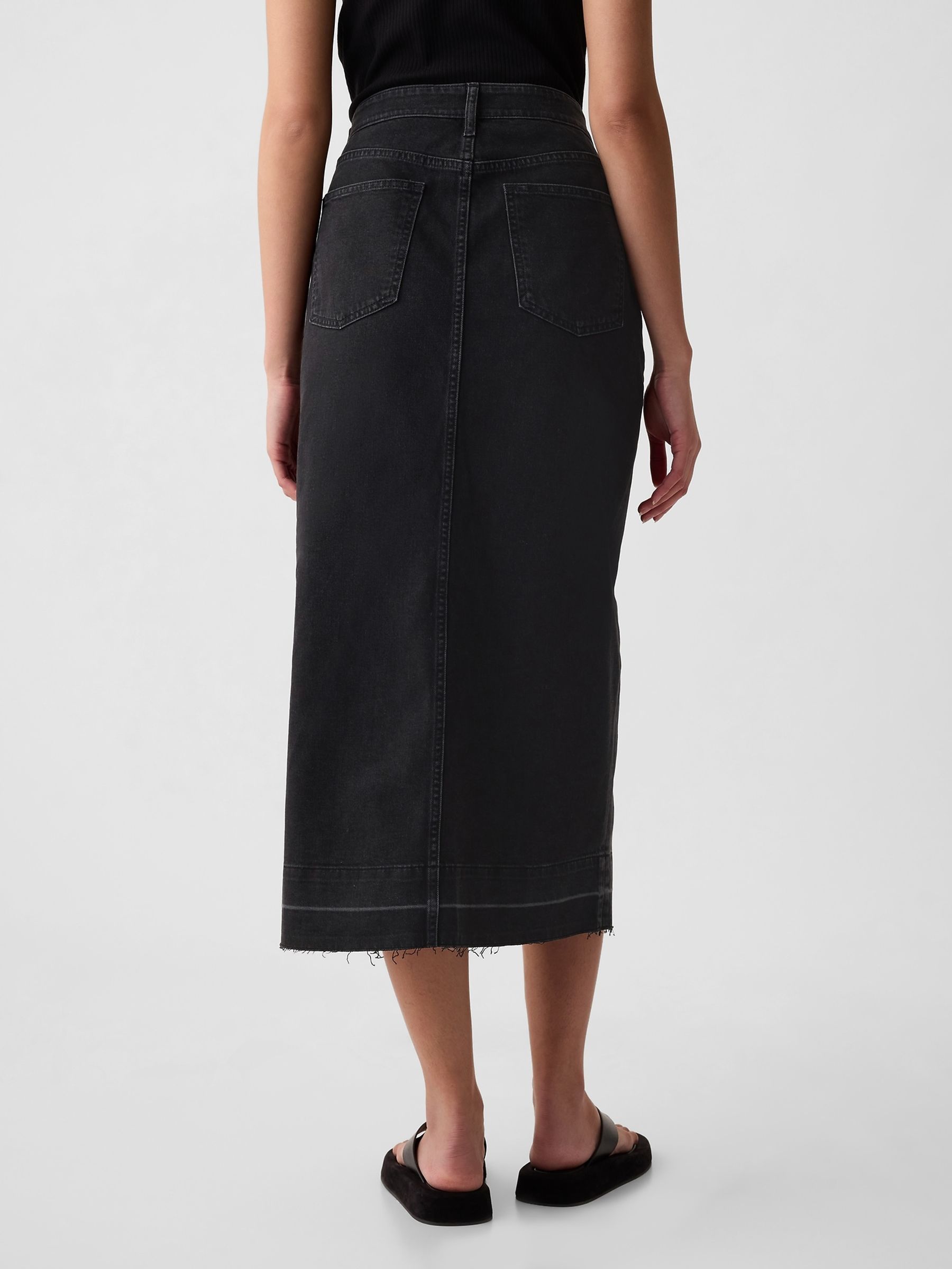 Black Denim Midi Skirt - Image 3 of 5