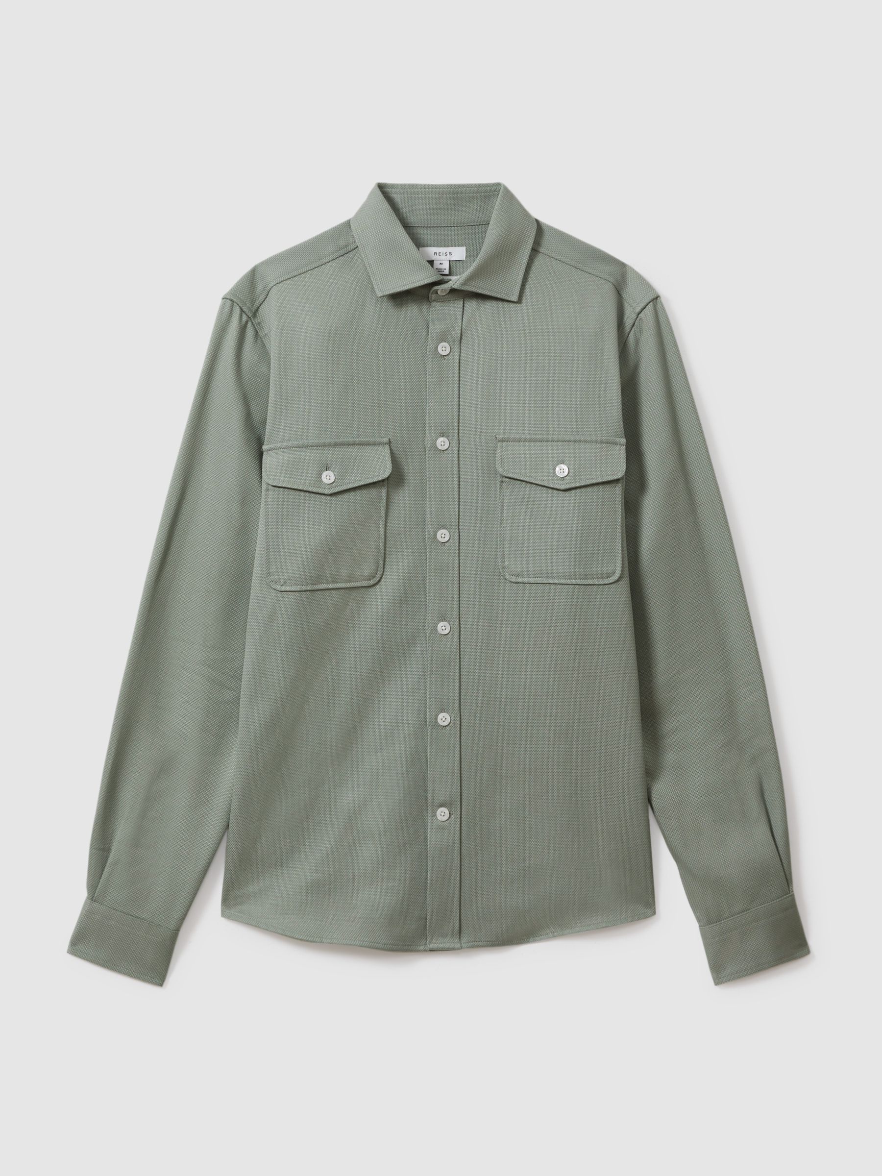 Cotton Canvas Overshirt in Sage Green - Image 2 of 6
