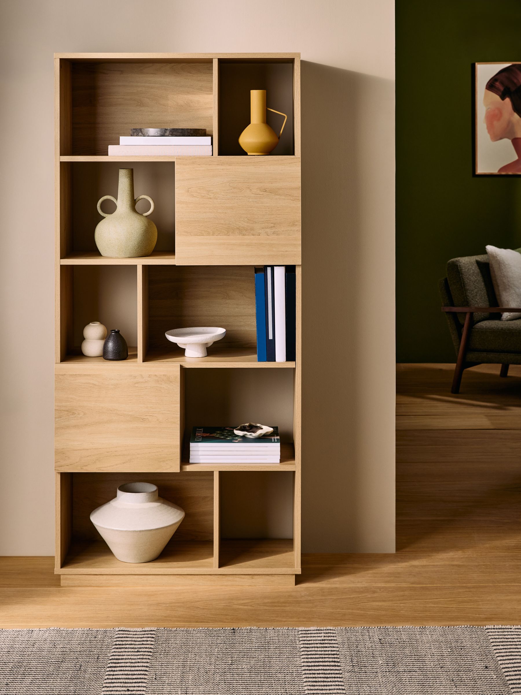 Blaze Narrow Shelving Unit in Oak Effect - Image 1 of 5
