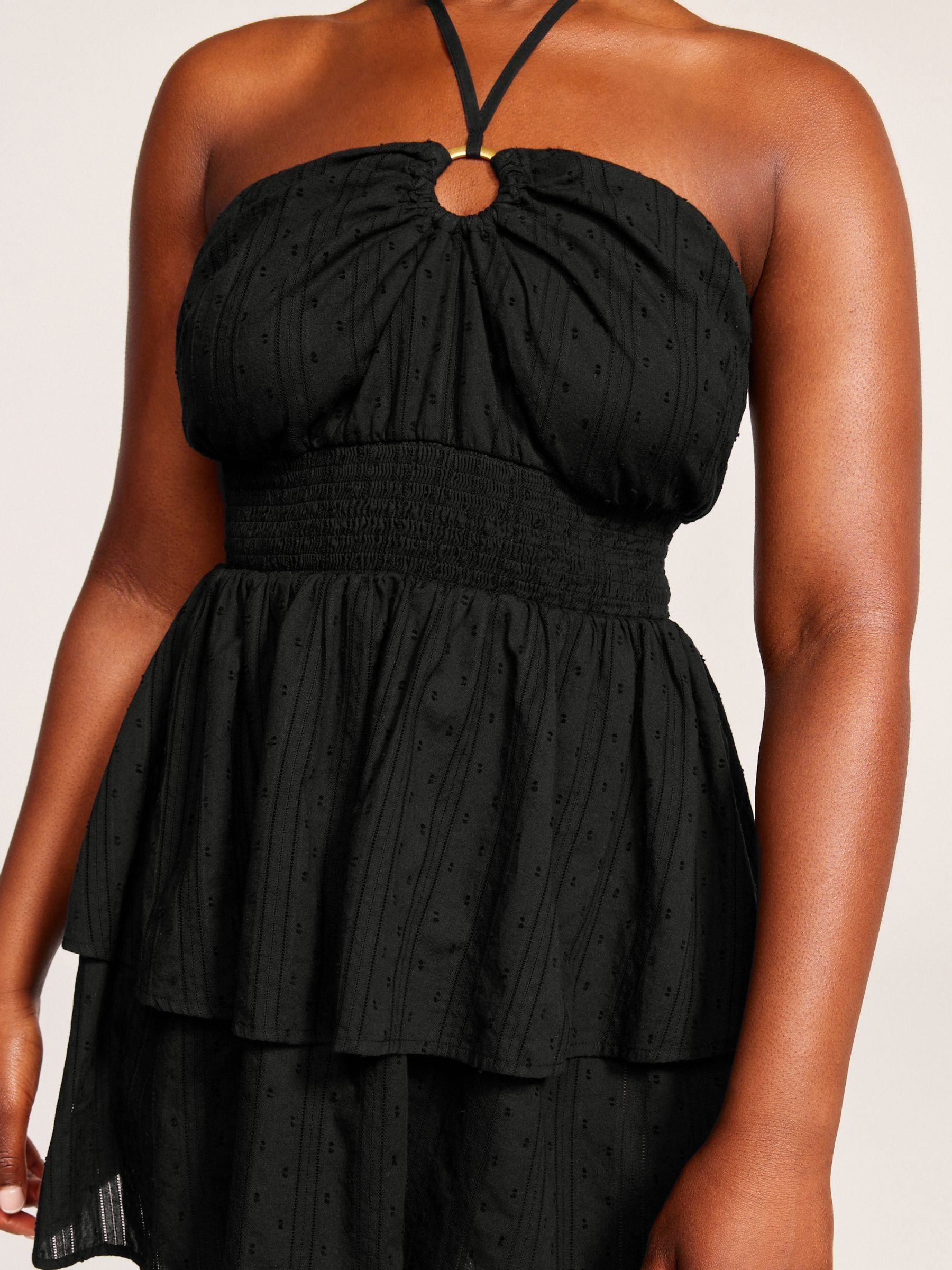 Black Dobby Halterneck Beach Dress - Image 3 of 7