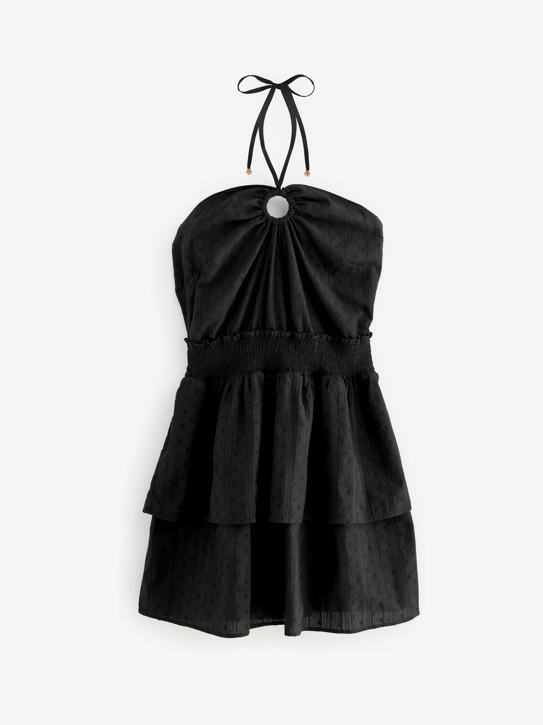 Black Dobby Halterneck Beach Dress - Image 6 of 7