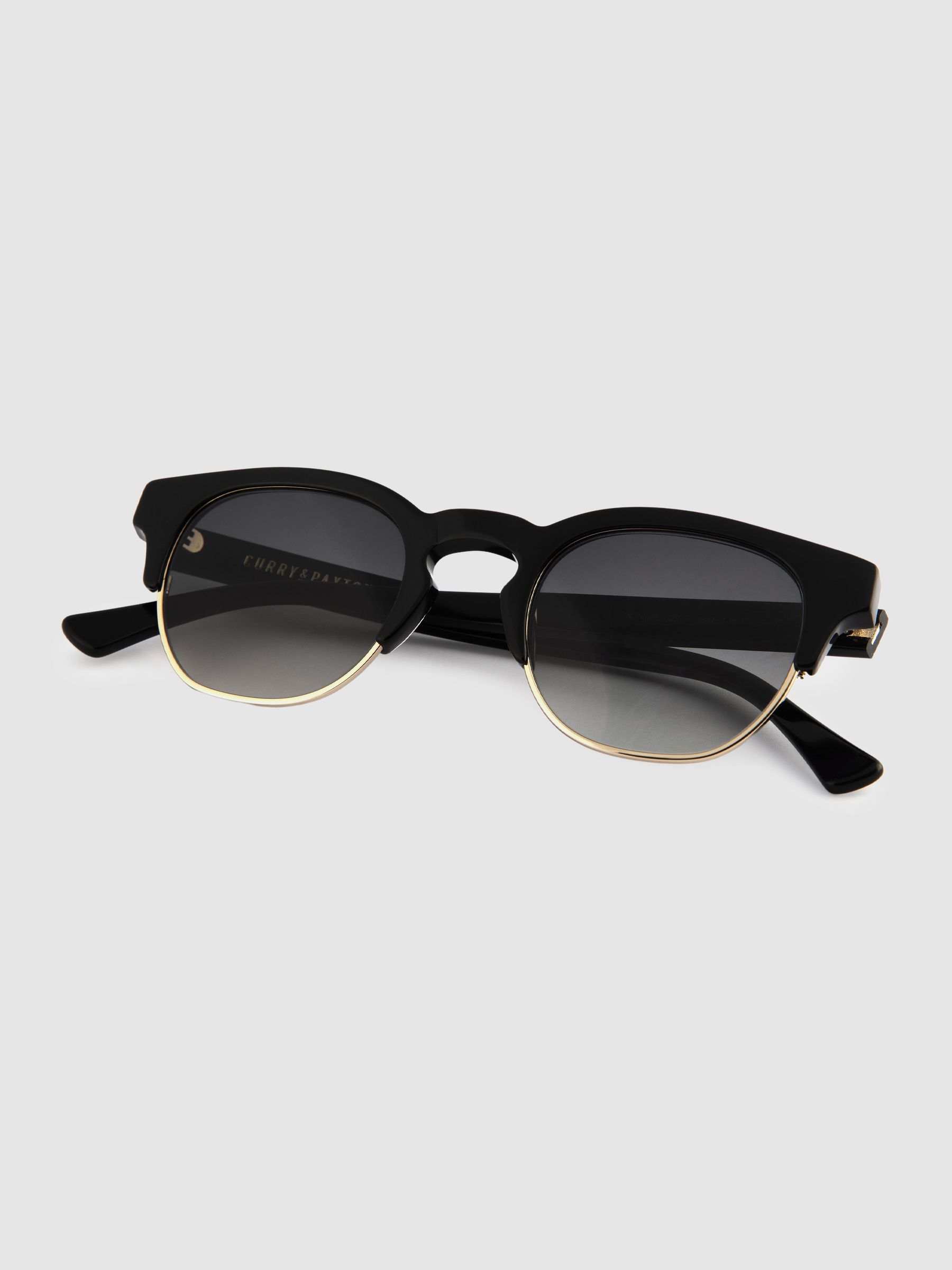 Curry and Paxton Semi Rimless Sunglasses in Black/Gold - Image 4 of 4