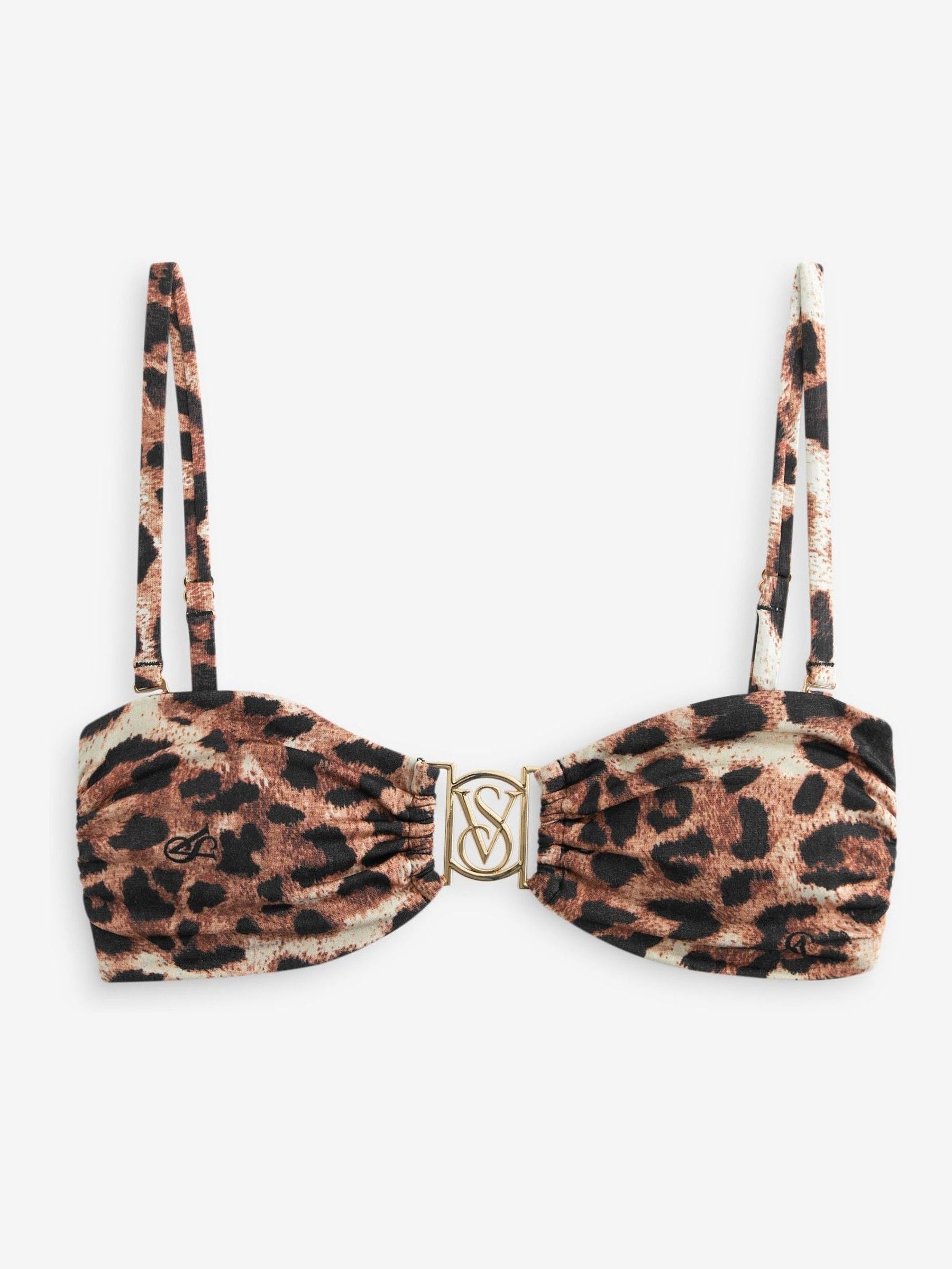 Leopard Brown Logo Hardware Bandeau Bikini Top - Image 5 of 5