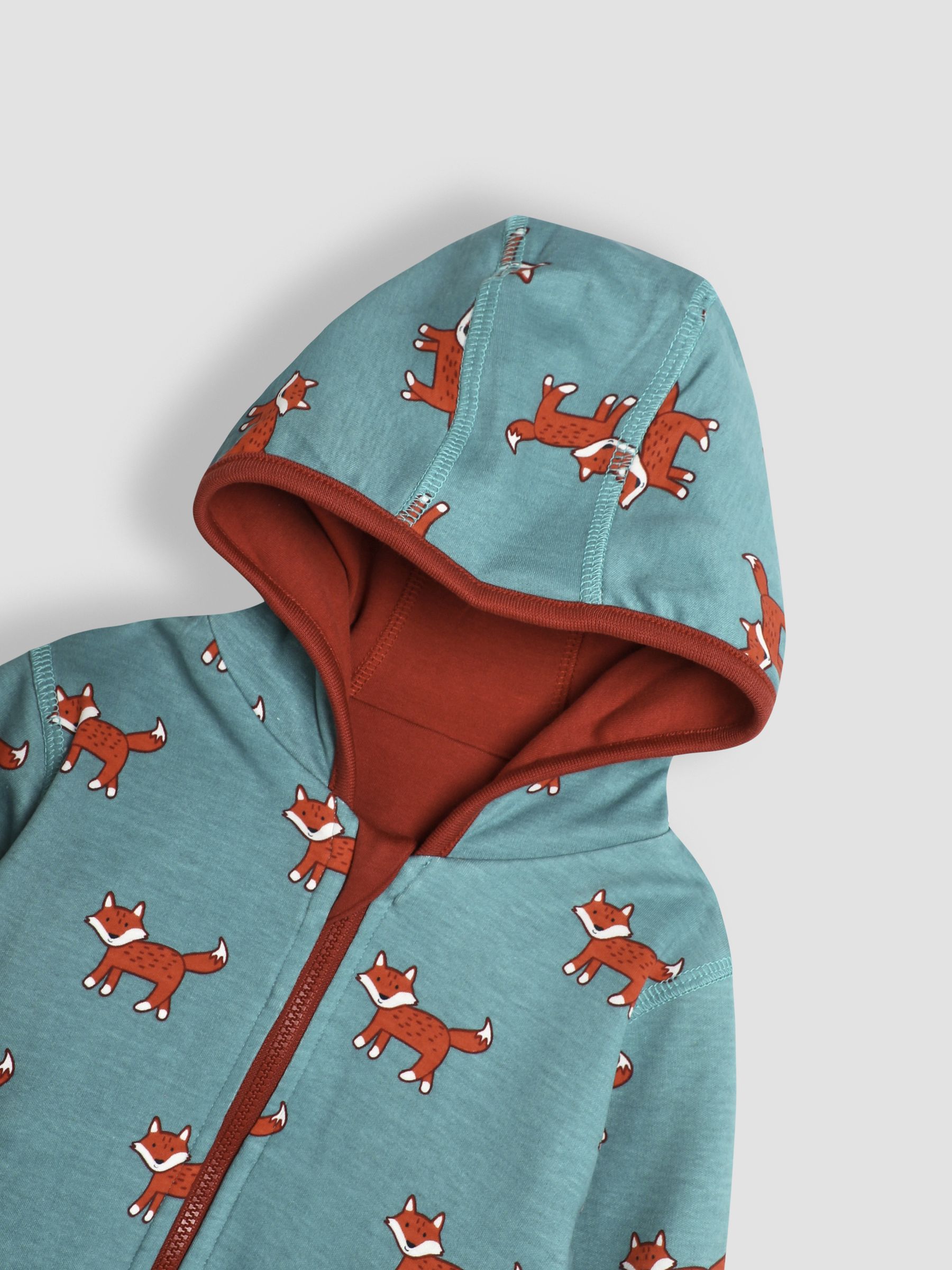 Rust Orange Fox Appliqué Reversible Hoodie | JoJo Maman Bébé USA