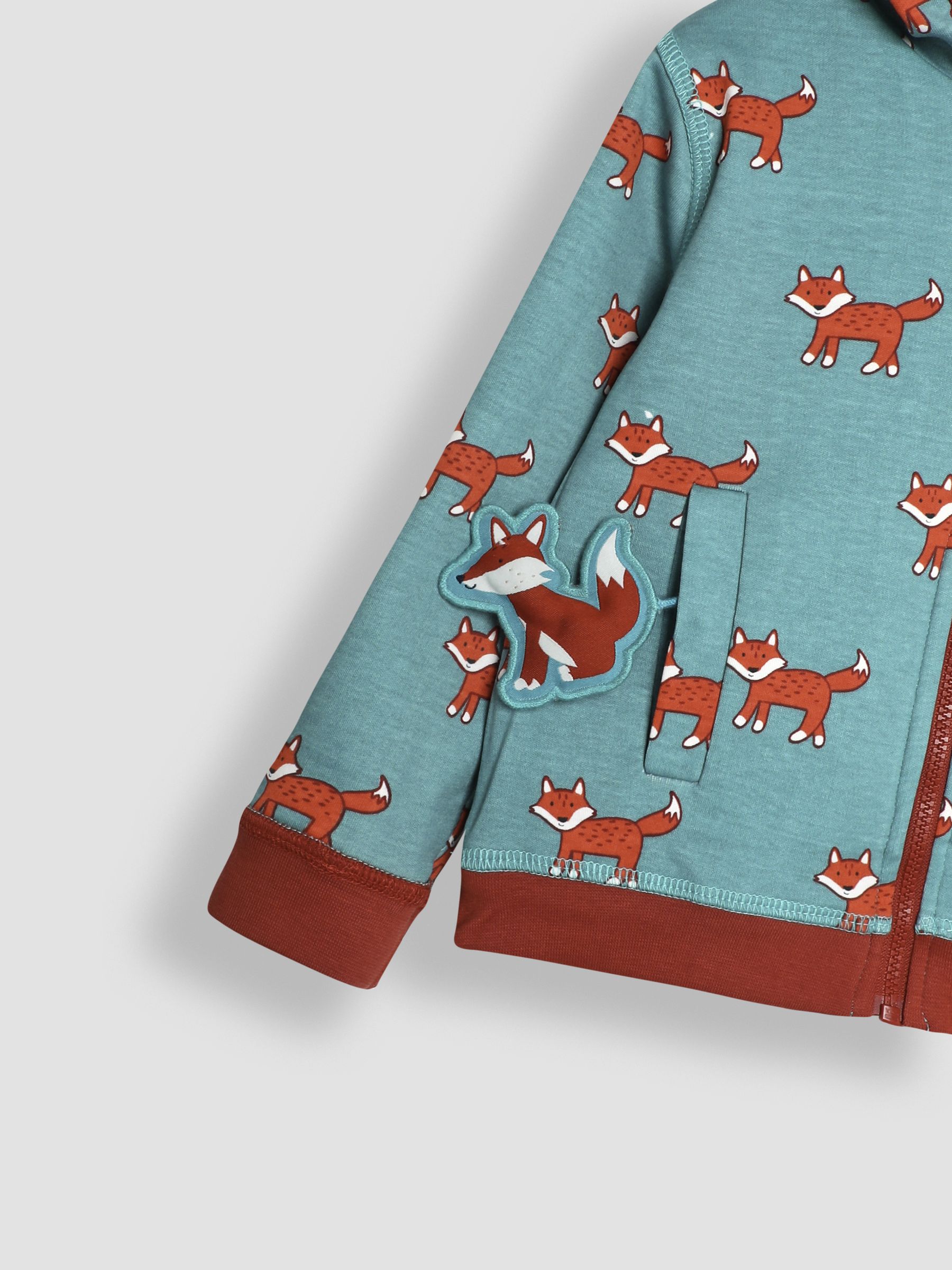 Rust Orange Fox Appliqué Reversible Hoodie | JoJo Maman Bébé USA