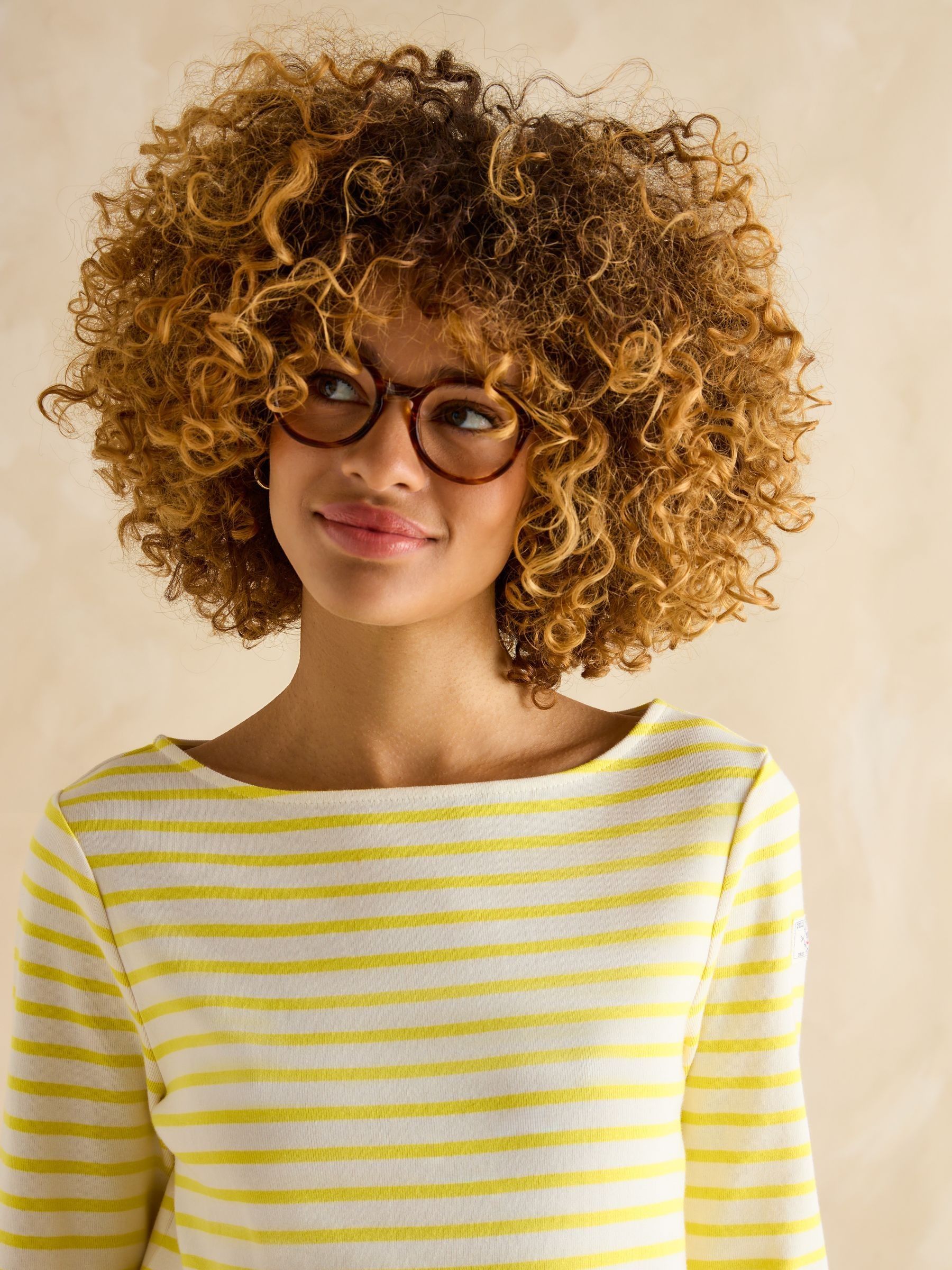 Harbour Yellow/White Boat Neck Breton Top - Image 3 of 6