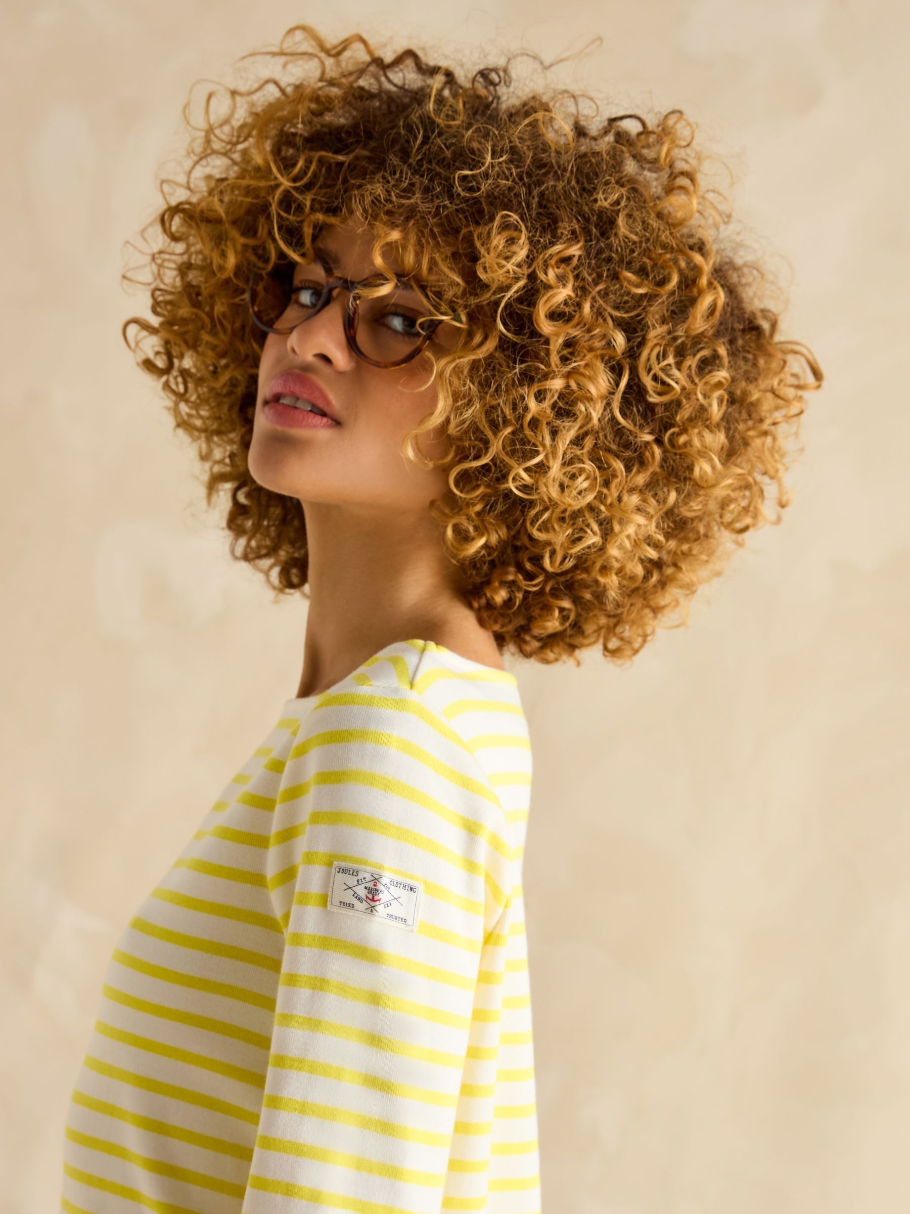 Harbour Yellow/White Boat Neck Breton Top - Image 5 of 6