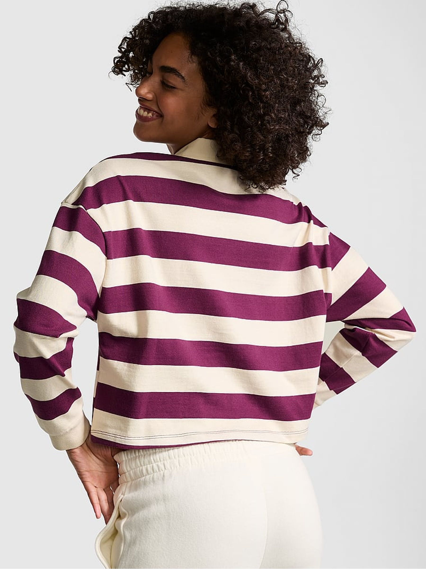 Purple Rose Stripe Long Sleeve Rugby T-Shirt - Image 3 of 3