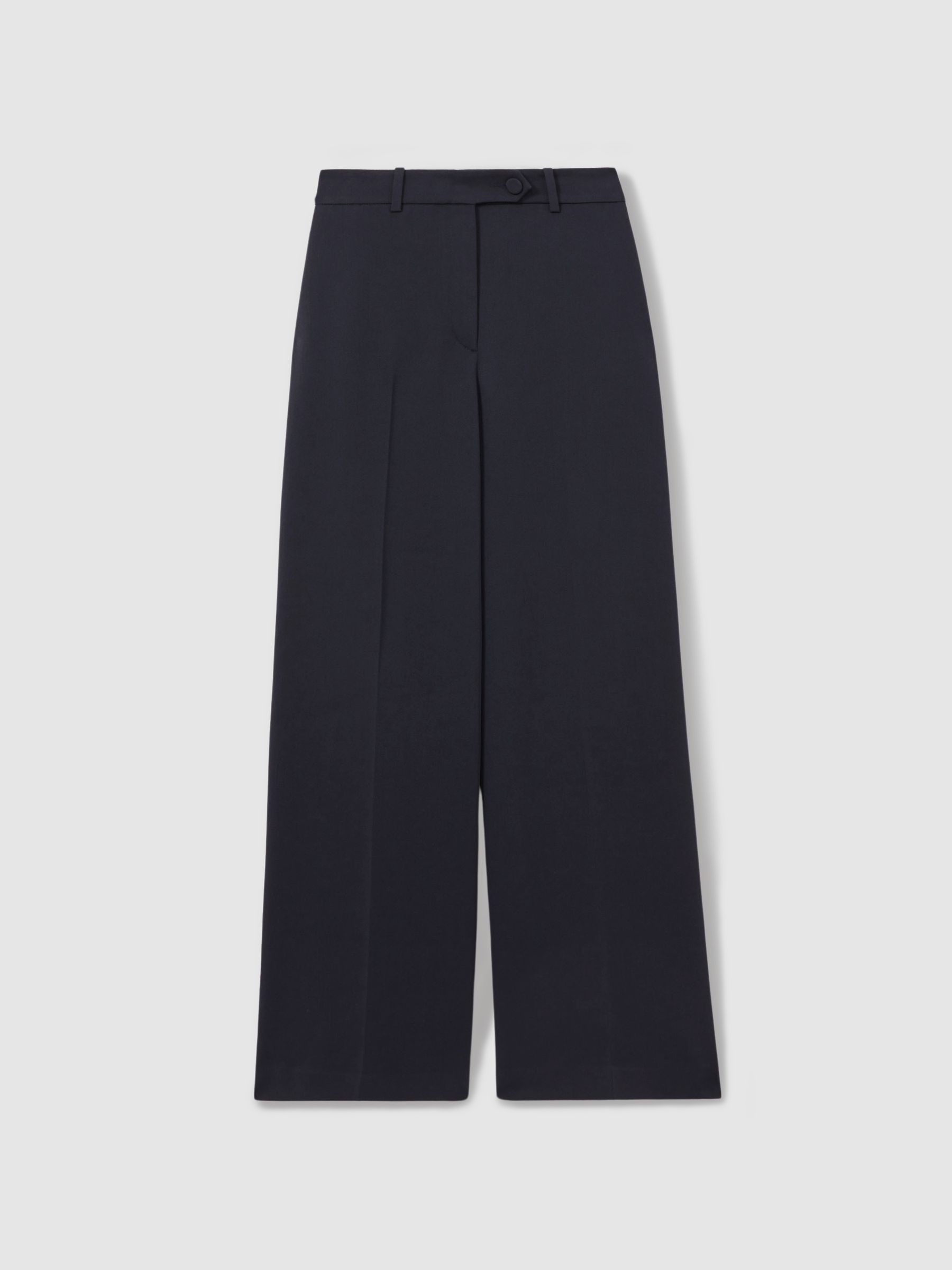 Wide Leg Split Hem Trousers in Navy - Image 2 of 6