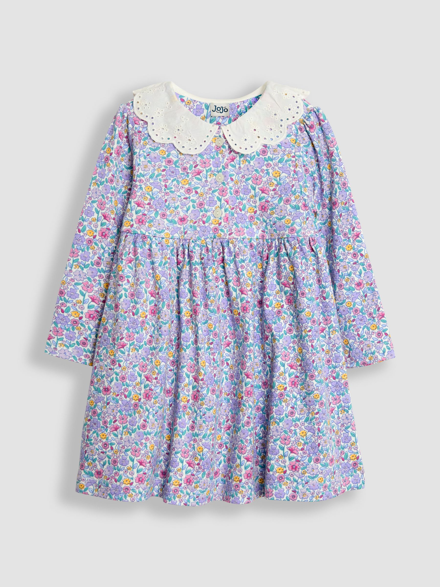 Lilac Purple Floral Broderie Collar Dress - Image 1 of 3