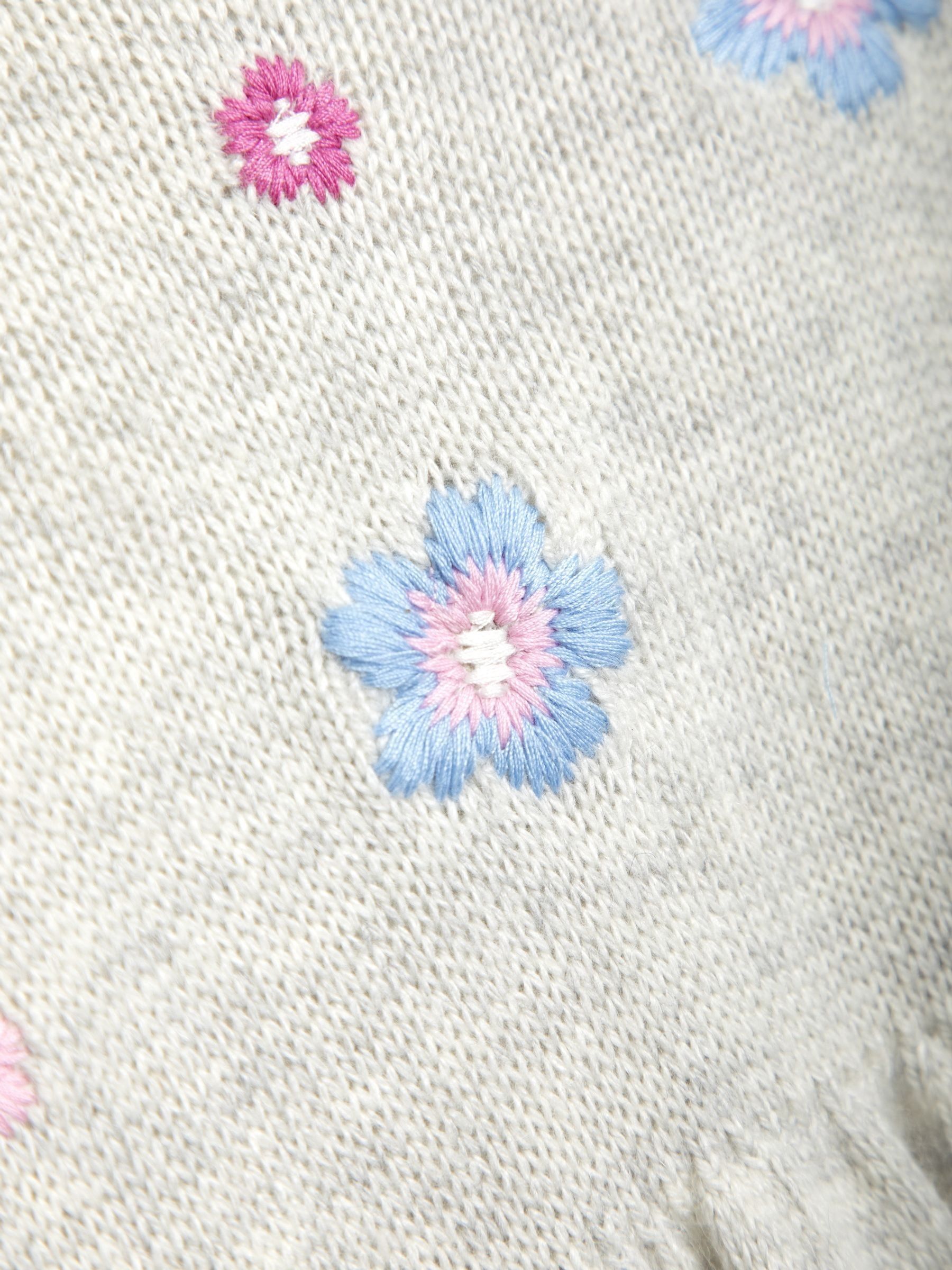 Grey Flower Embroidered Knit Dress - Image 3 of 4