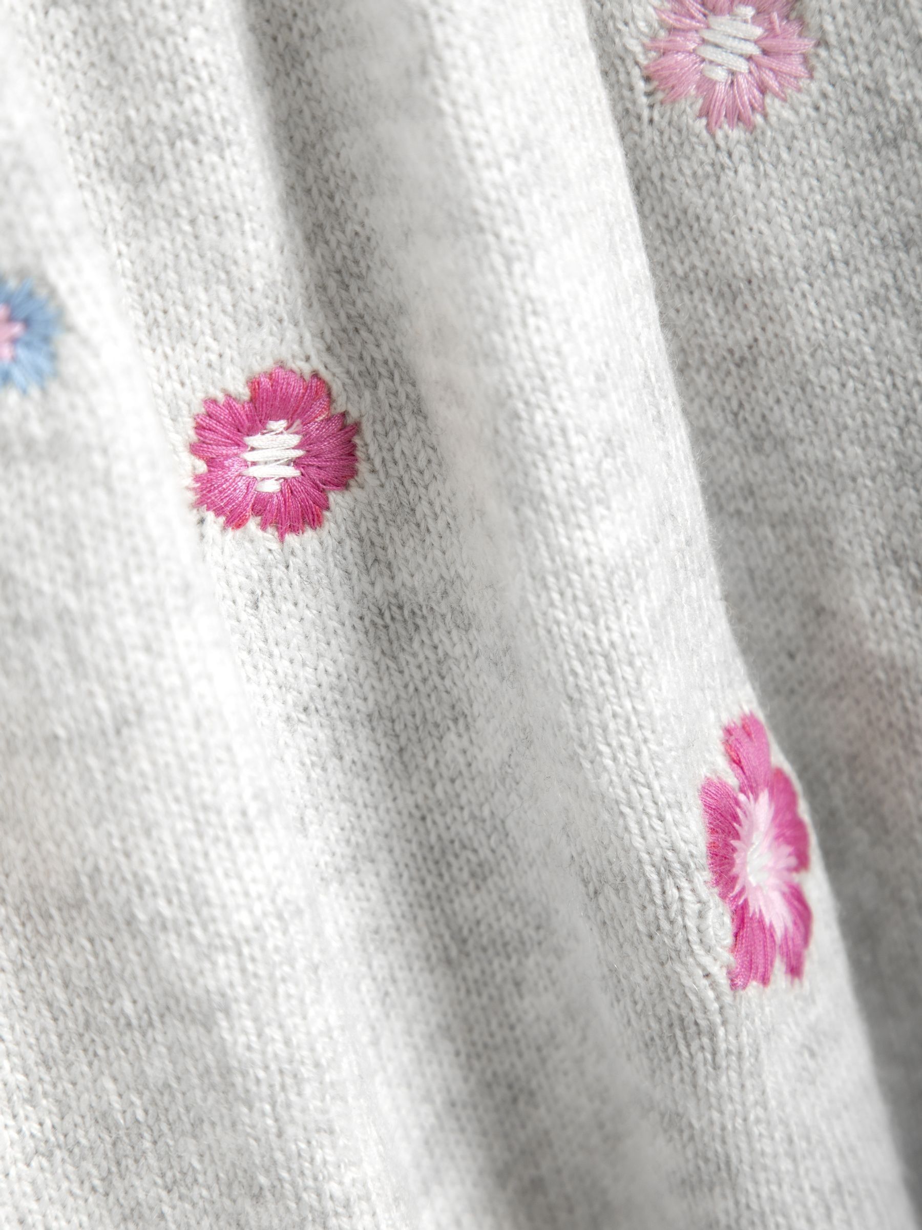 Grey Flower Embroidered Knit Dress - Image 4 of 4