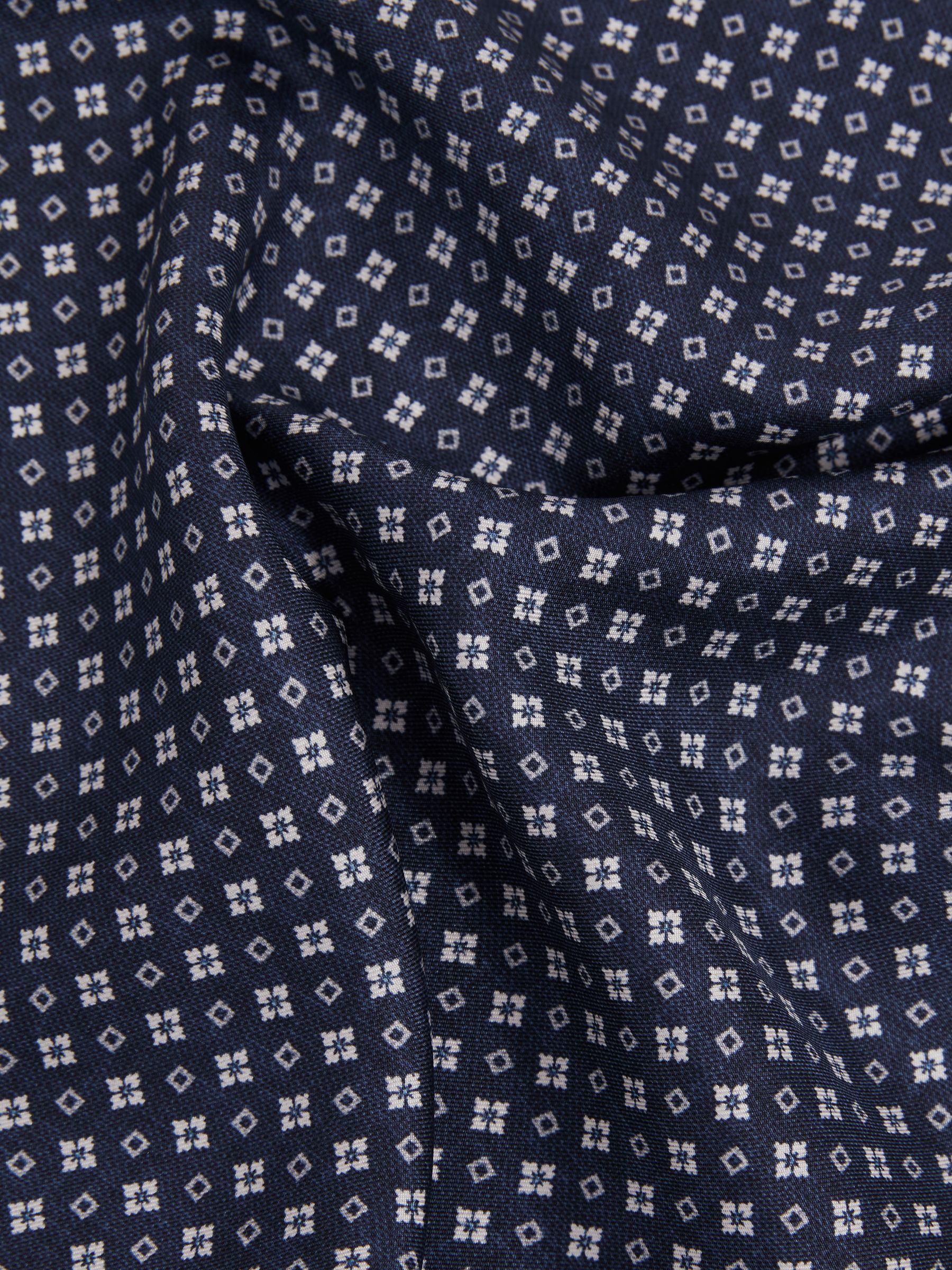 Reversible Silk Pocket Square in Navy - Image 5 of 5