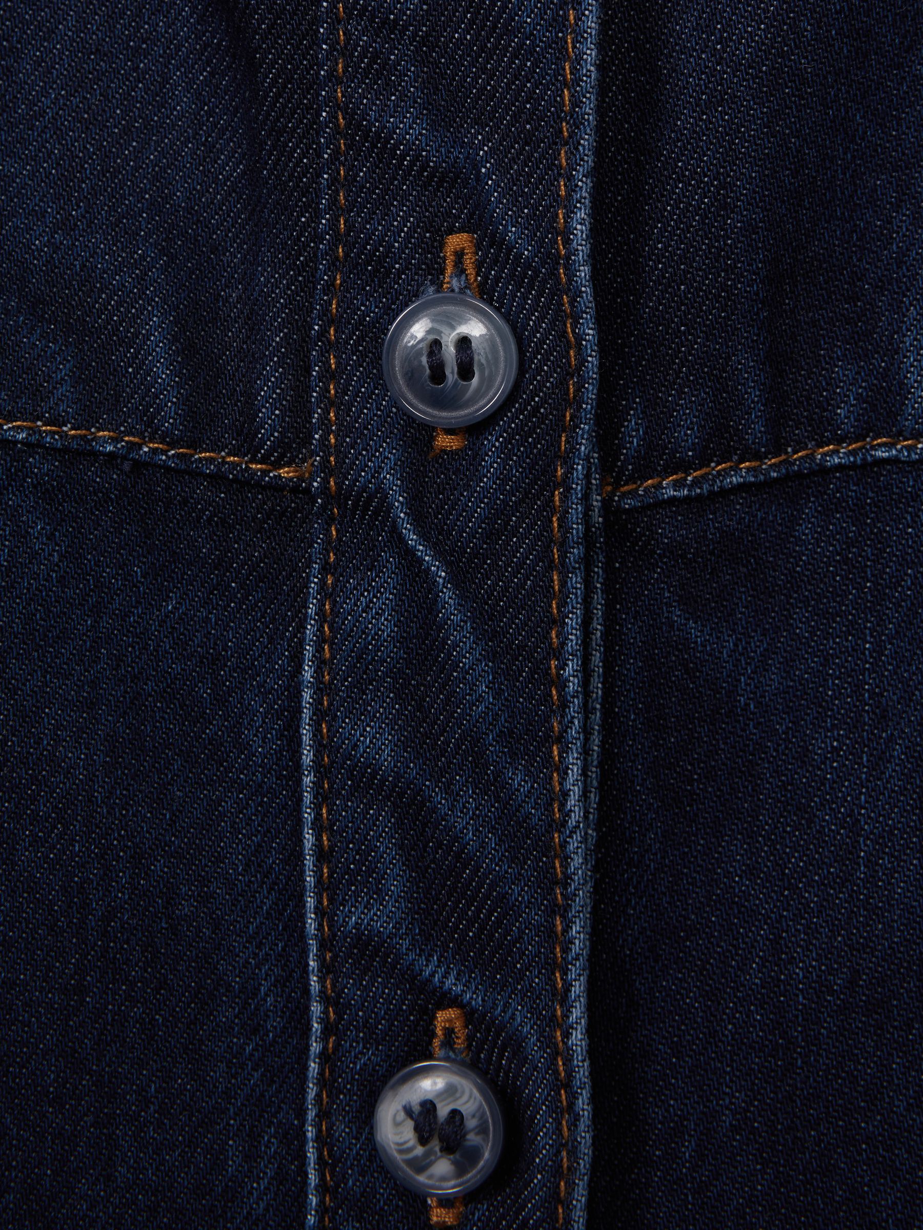Lyle Dark Blue A-Line Viscose Blend Denim Midi Dress - Image 5 of 5